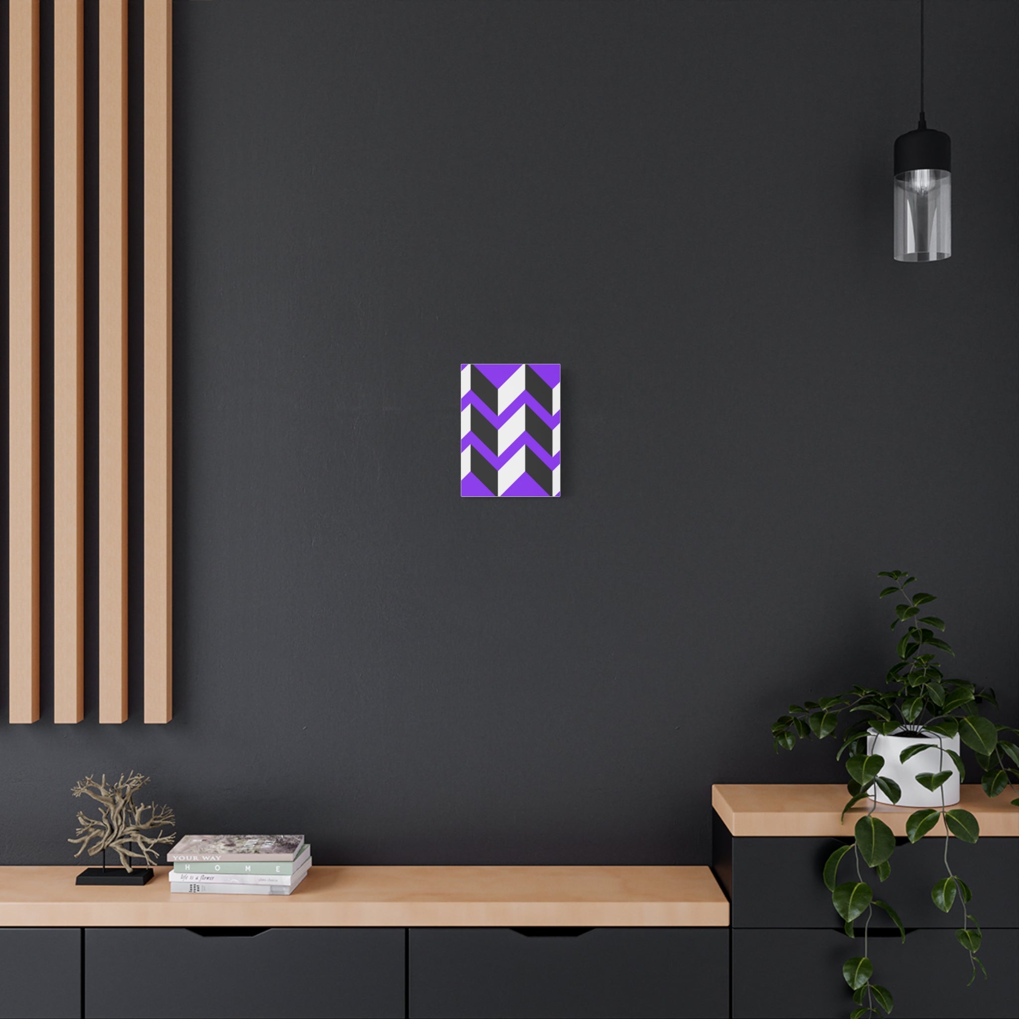 Purple Geometric Wave Canvas Art