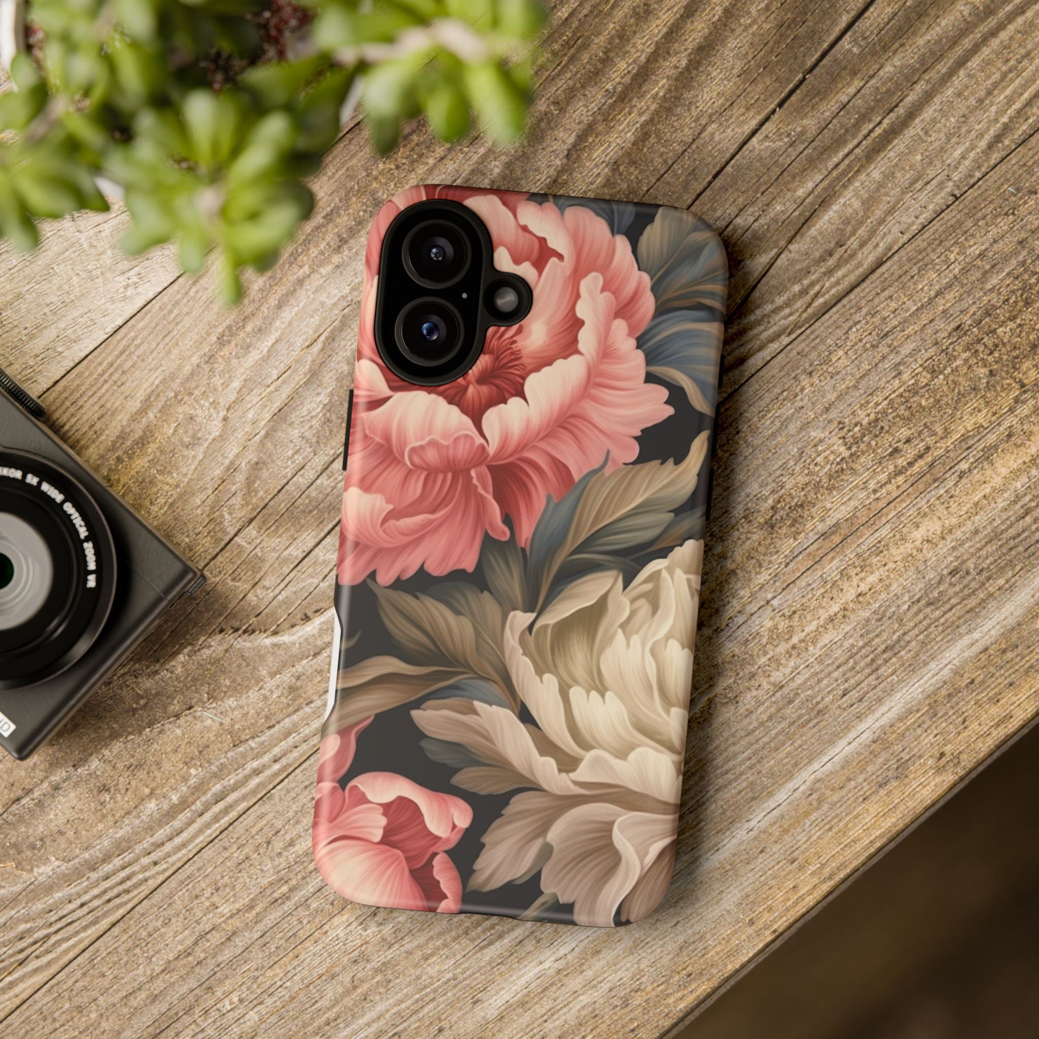 Blush Peony Floral iPhone Case - Hexagon Stone