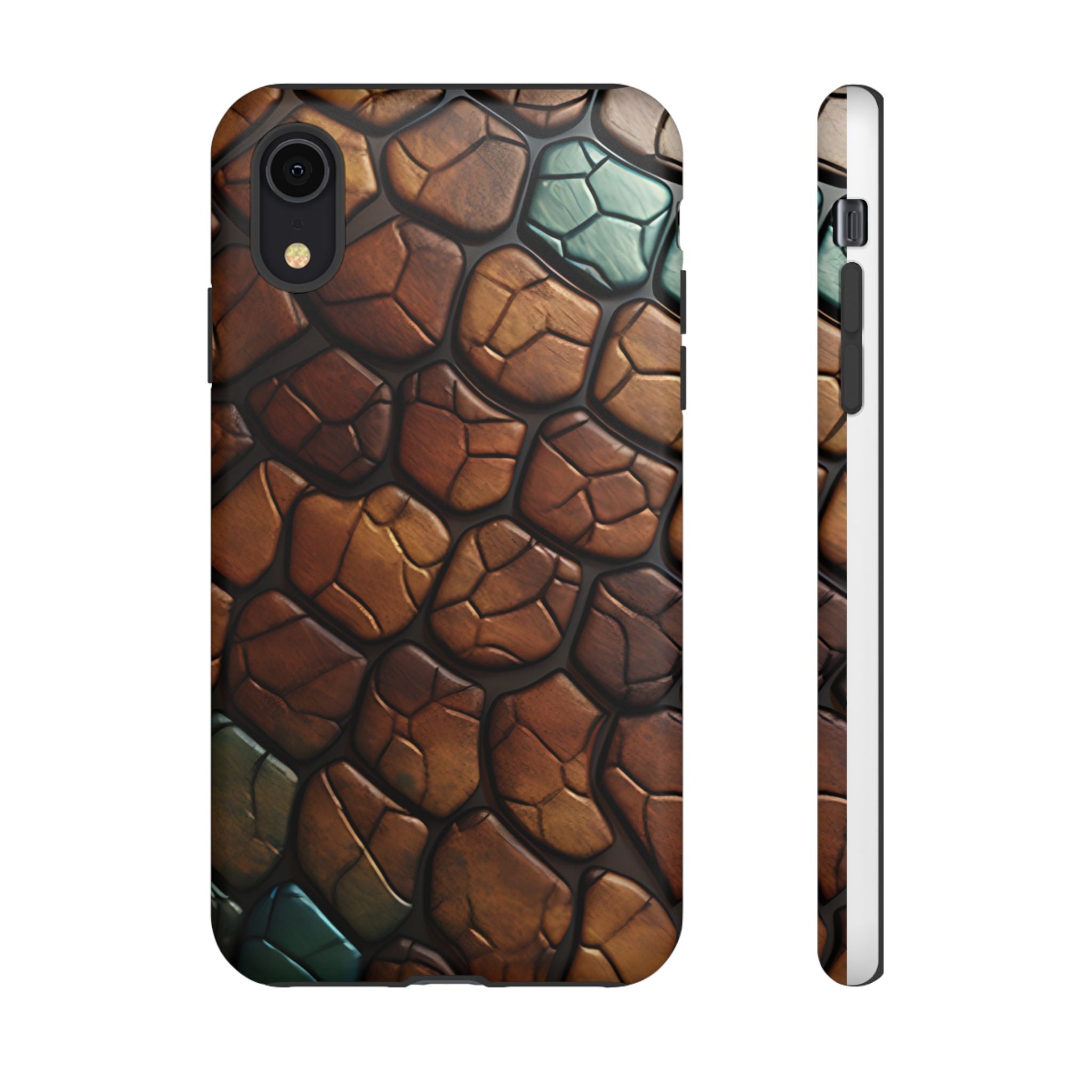 Mosaic Reptile iPhone Case - Teal & Brown