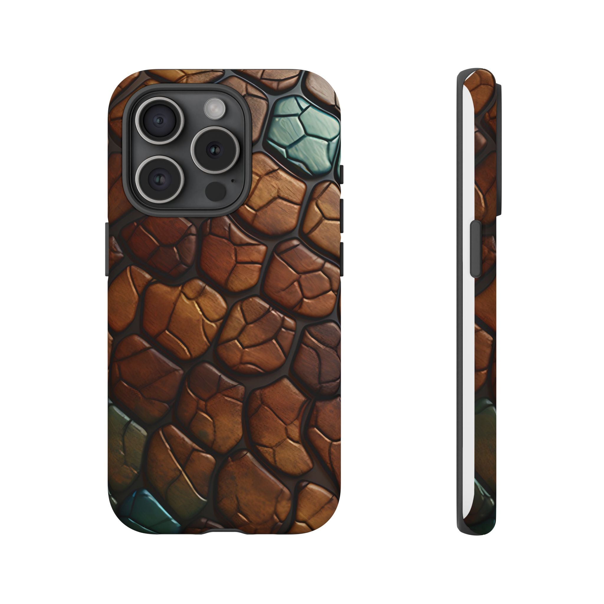 Mosaic Reptile iPhone Case - Teal & Brown