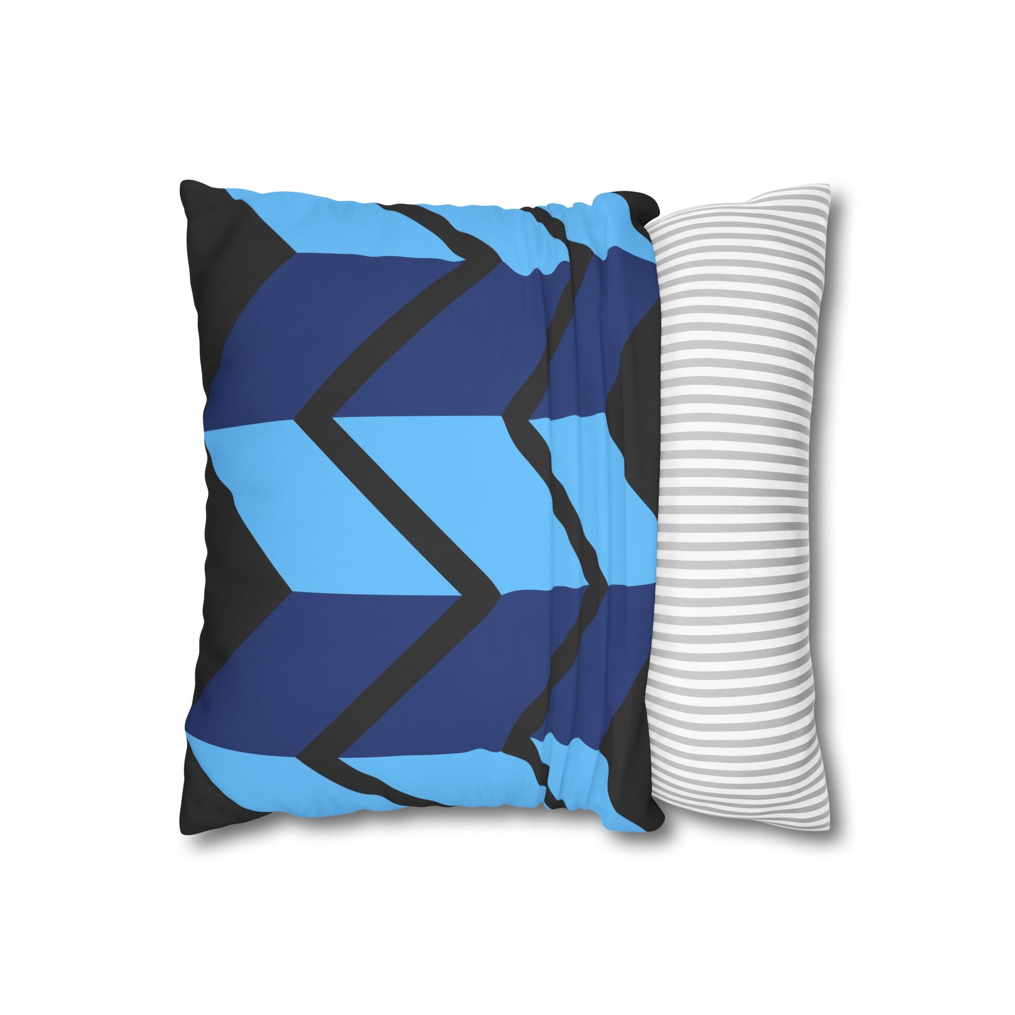 Geometric Chevron Pillowcase - Navy & Sky Blue