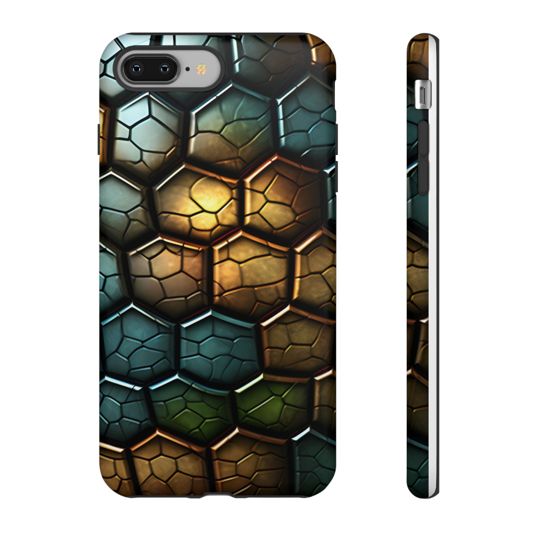 HexaScale iPhone Case: Teal & Bronze