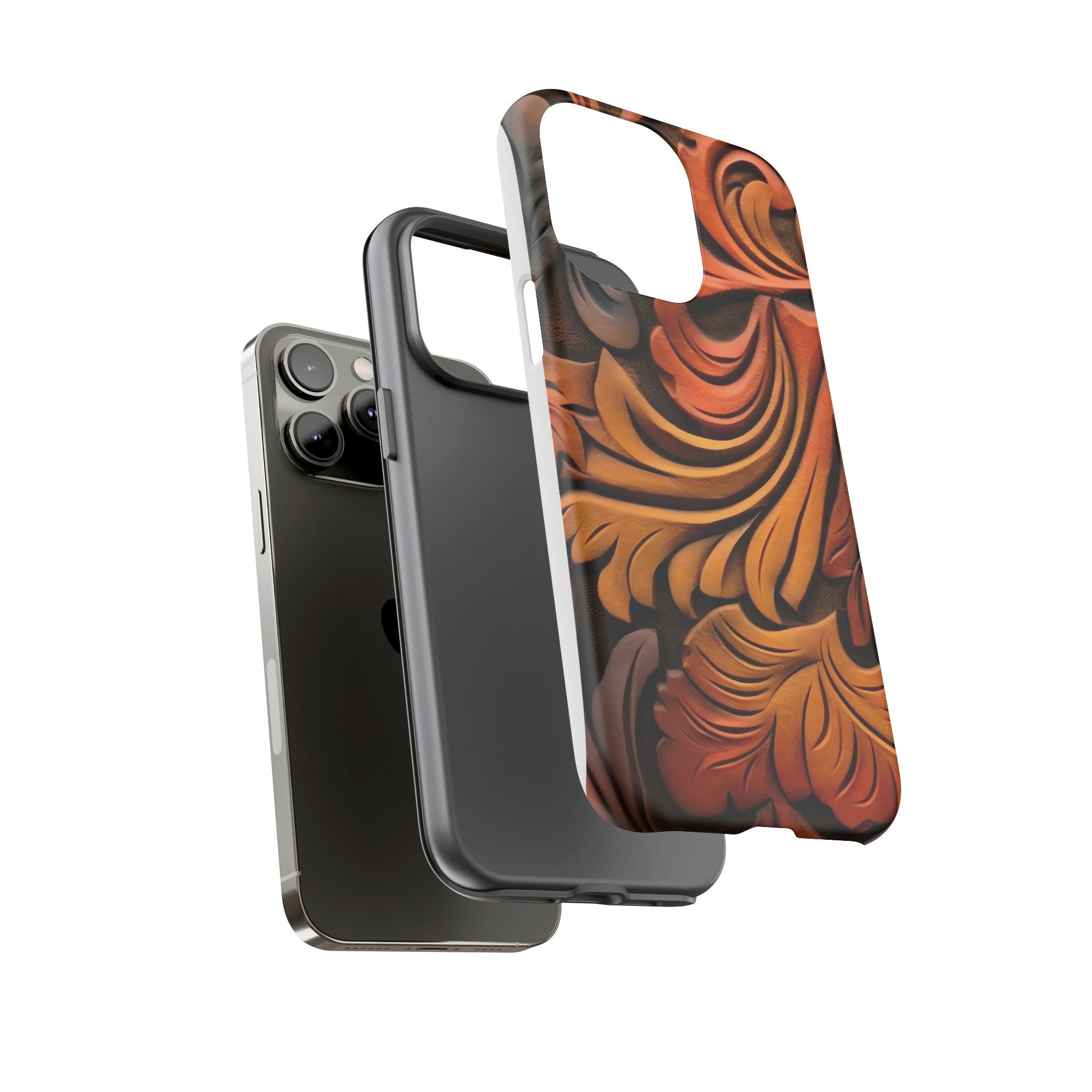 Art Nouveau Leather iPhone Case - Hexagon Stone