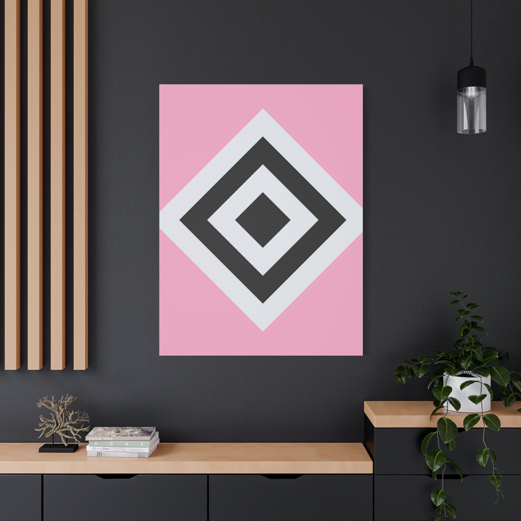 Geometric Diamond Art - Pink Matte Canvas