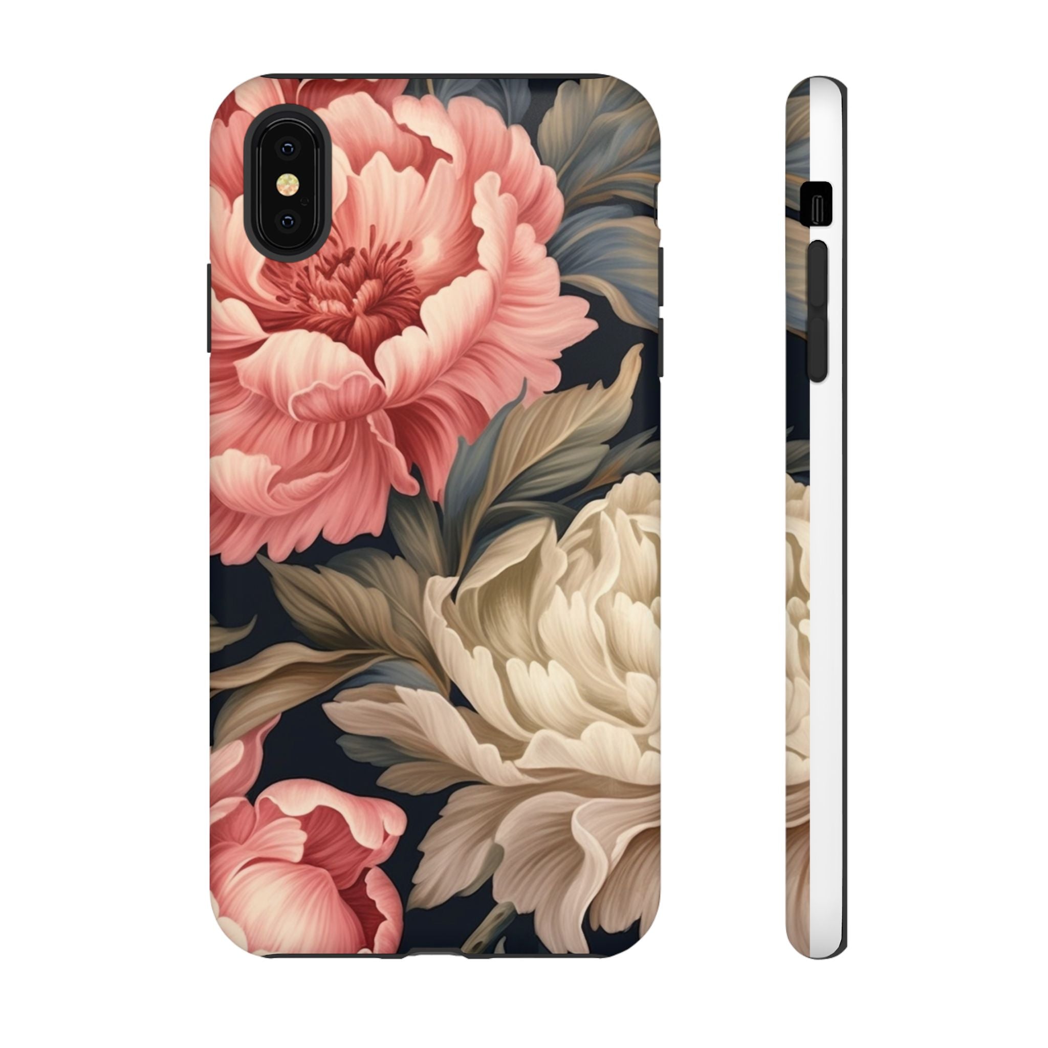 Blush Peony Floral iPhone Case - Hexagon Stone