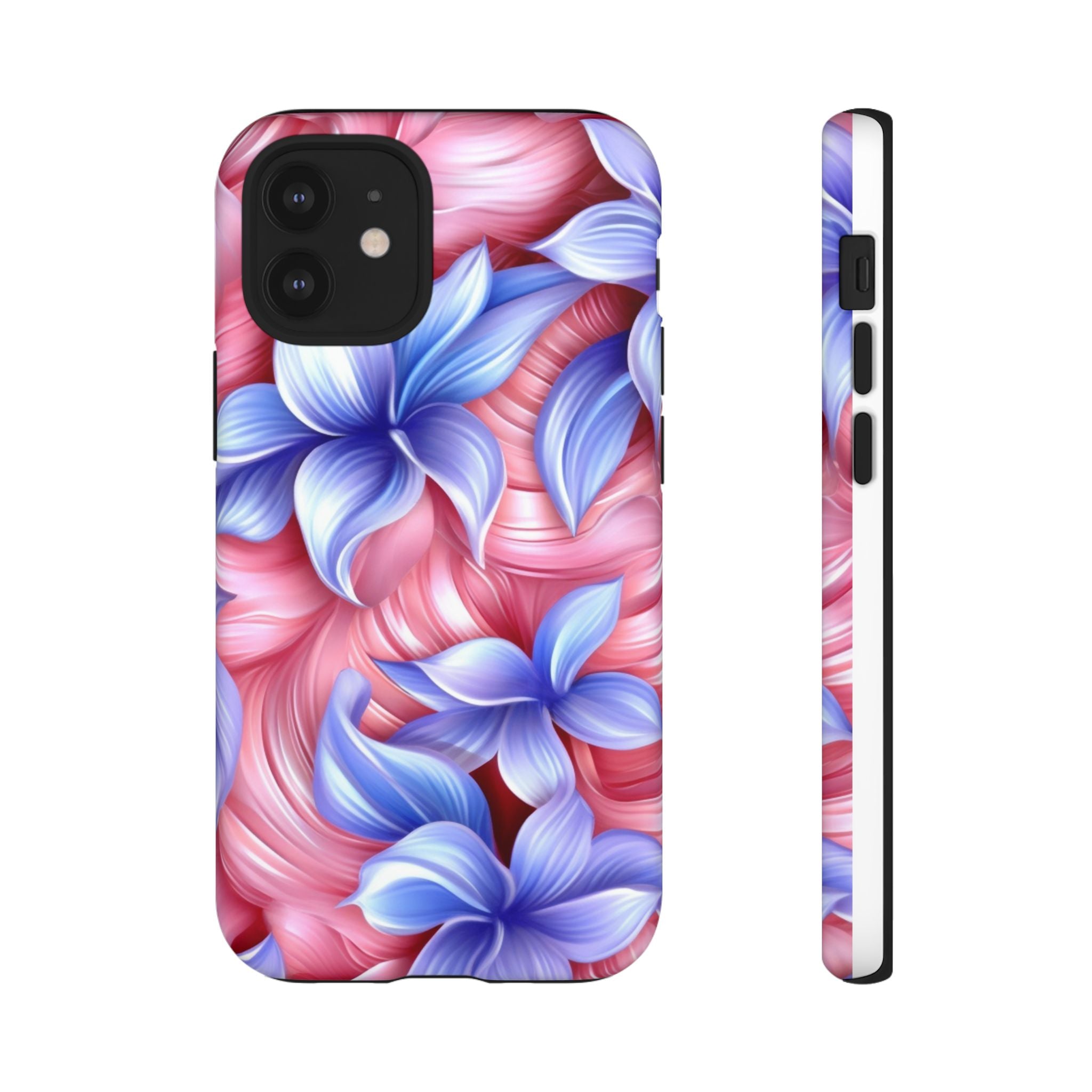 Dreamy Pink & Blue Floral iPhone Case - Hexagon Stone