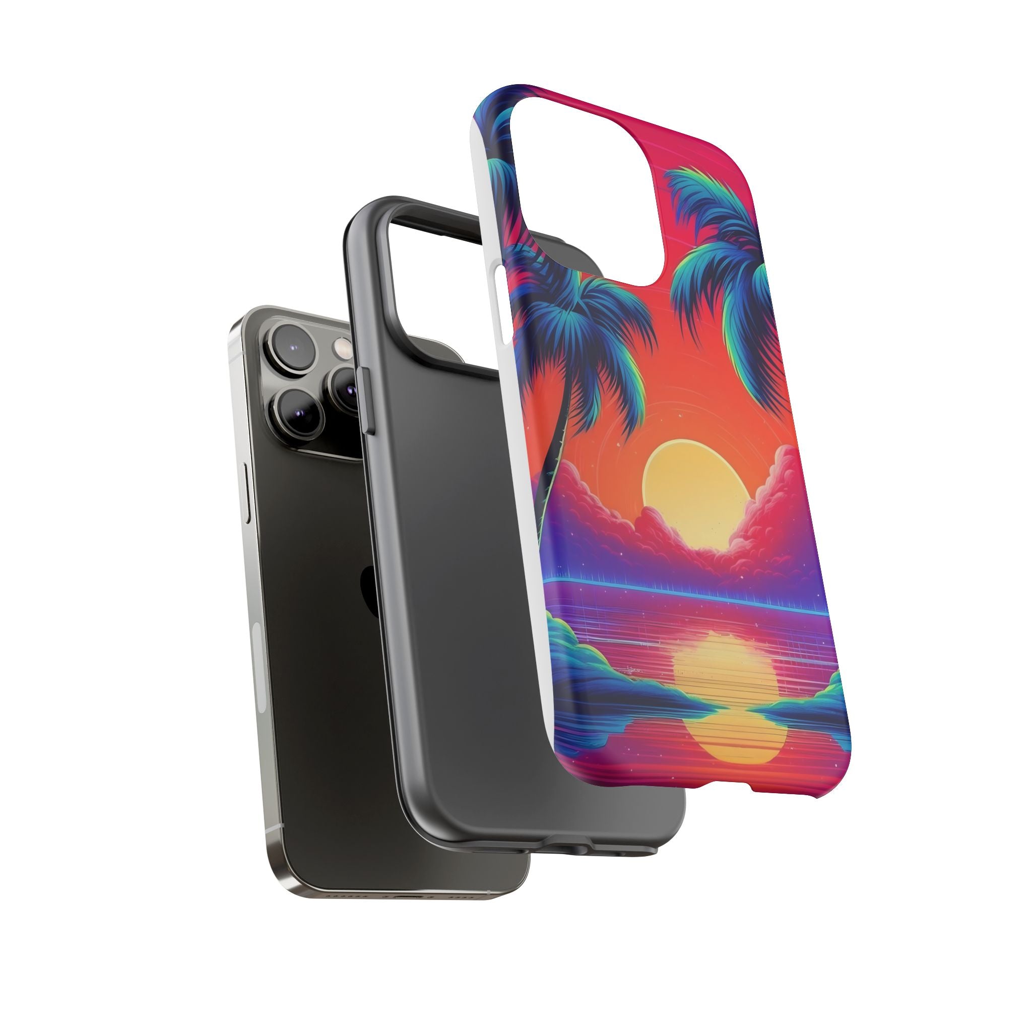 Sunset Palm Hexagon iPhone Case - Rugged