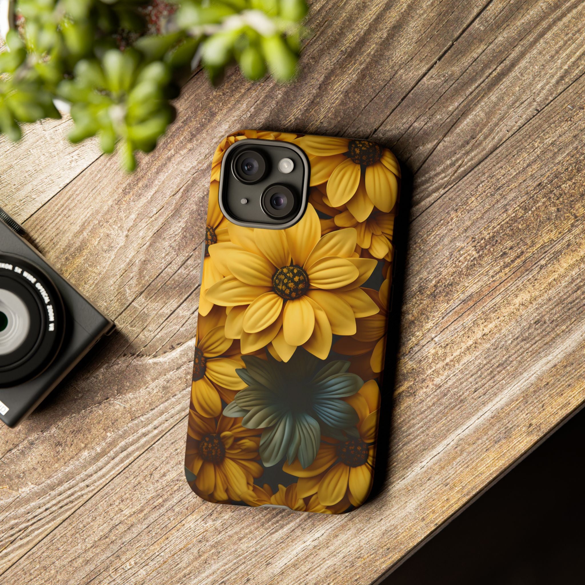 Golden Bloom Hexagon iPhone Case - Rugged Texture