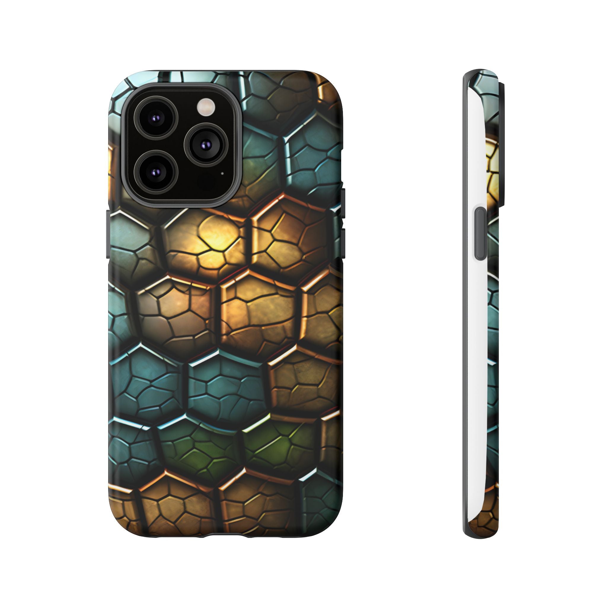 HexaScale iPhone Case: Teal & Bronze