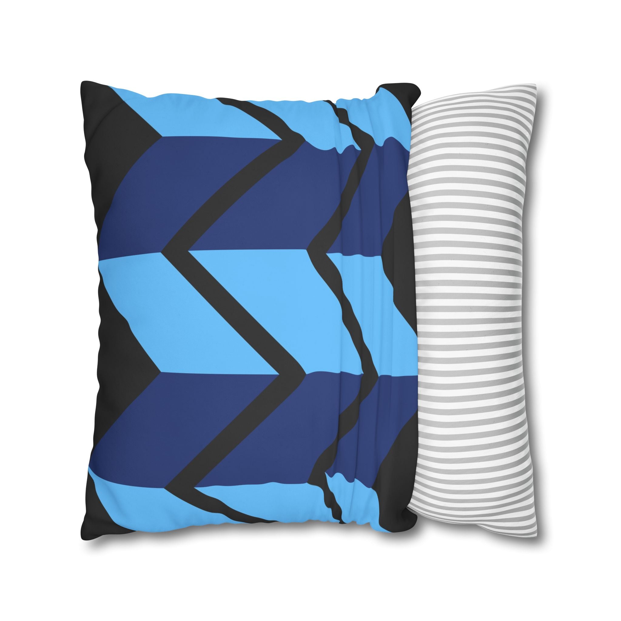 Geometric Chevron Pillowcase - Navy & Sky Blue