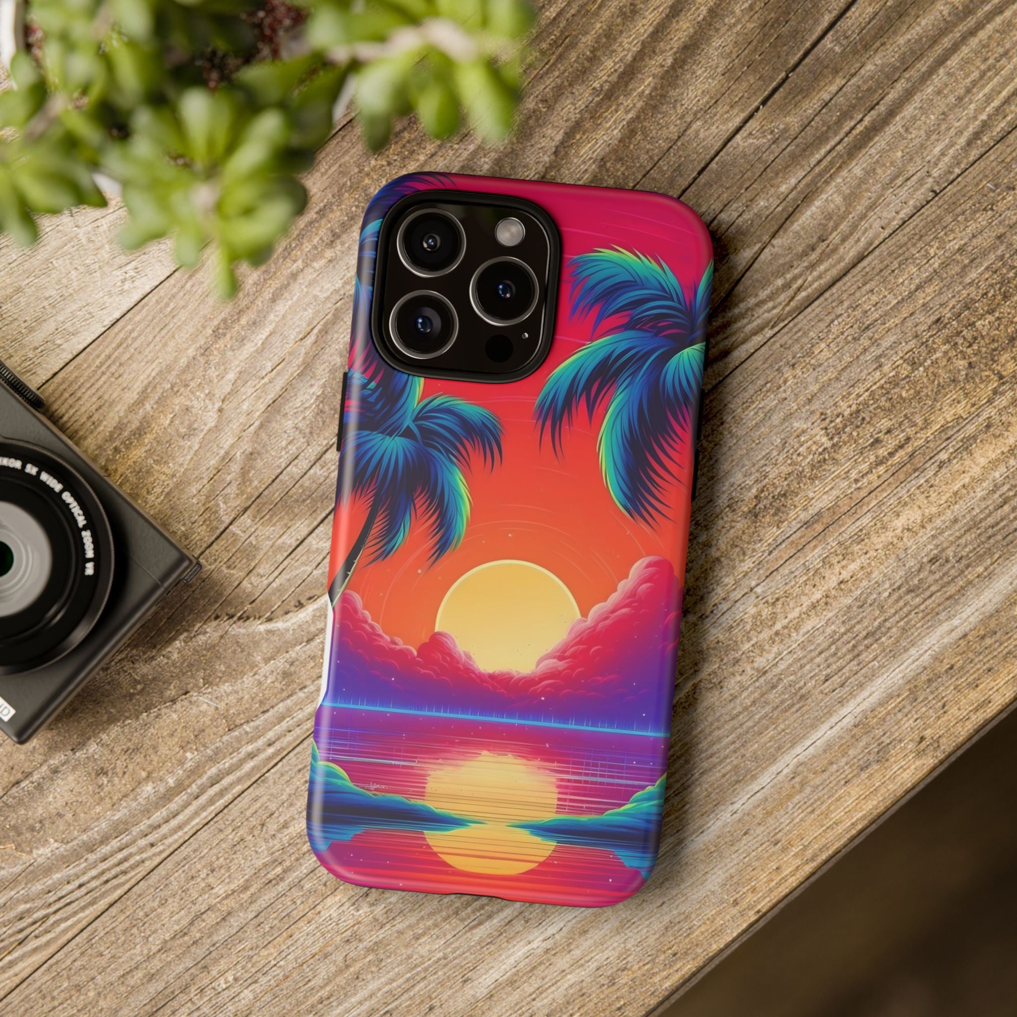 Sunset Palm Hexagon iPhone Case - Rugged