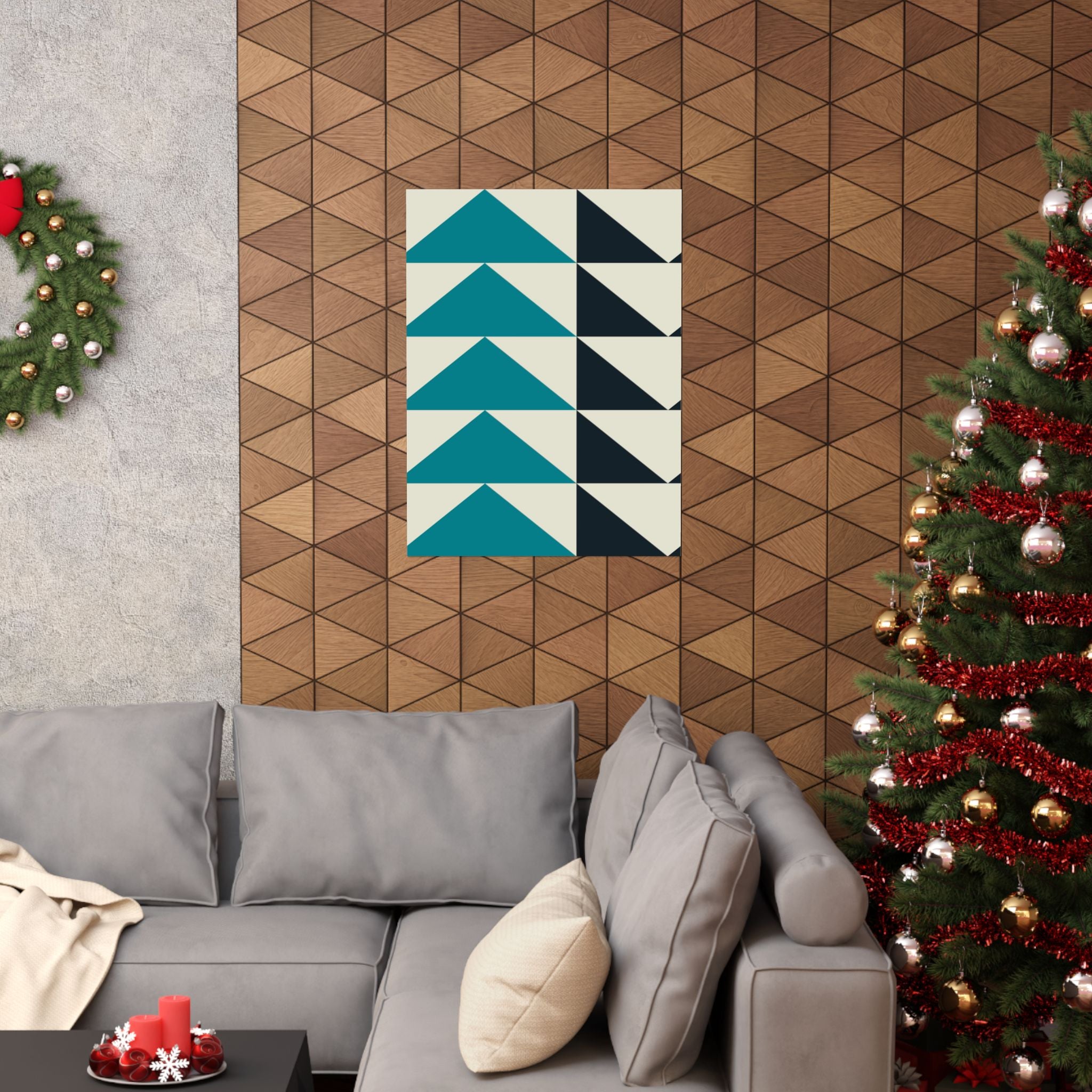 Geometric Teal & Black Triangle Poster