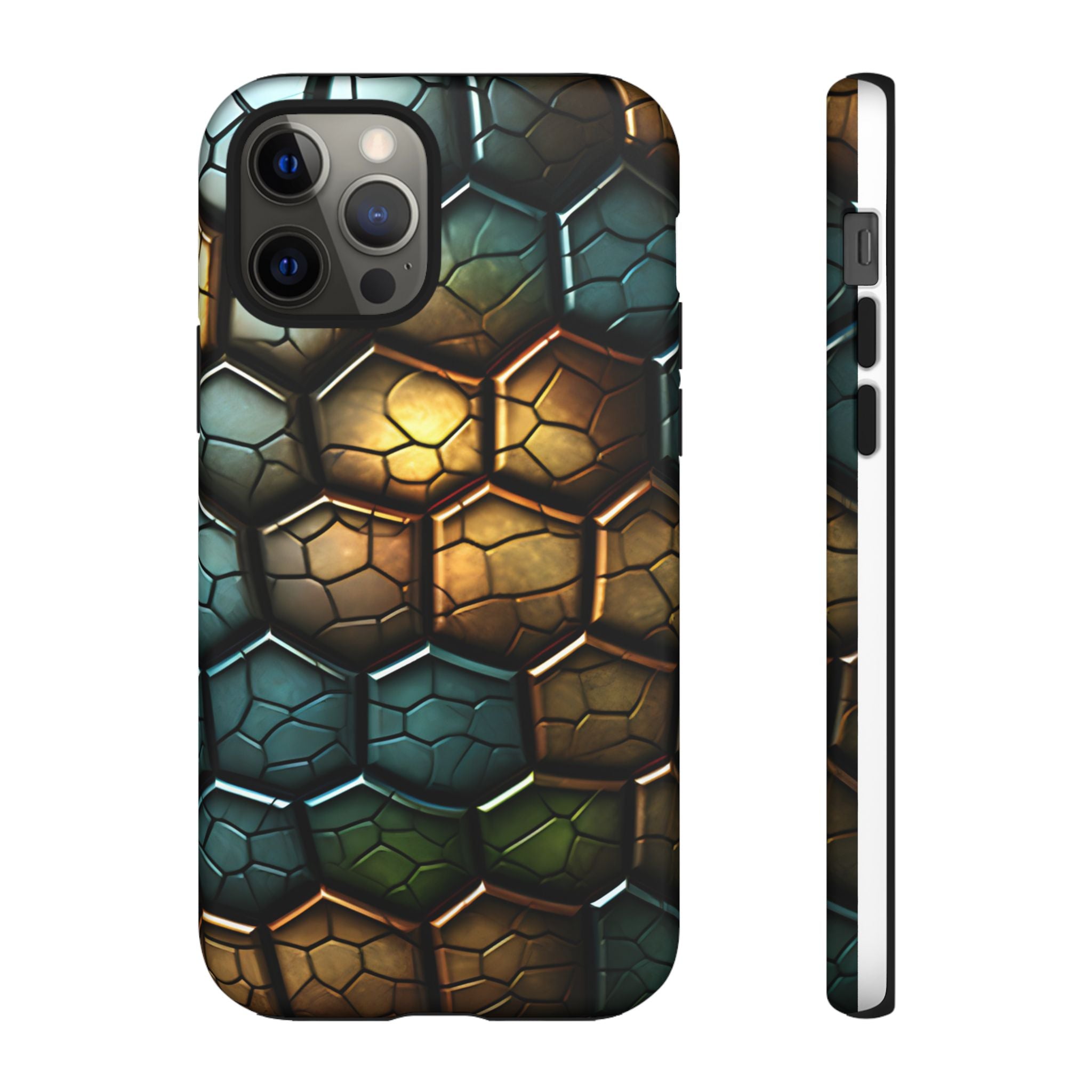 HexaScale iPhone Case: Teal & Bronze