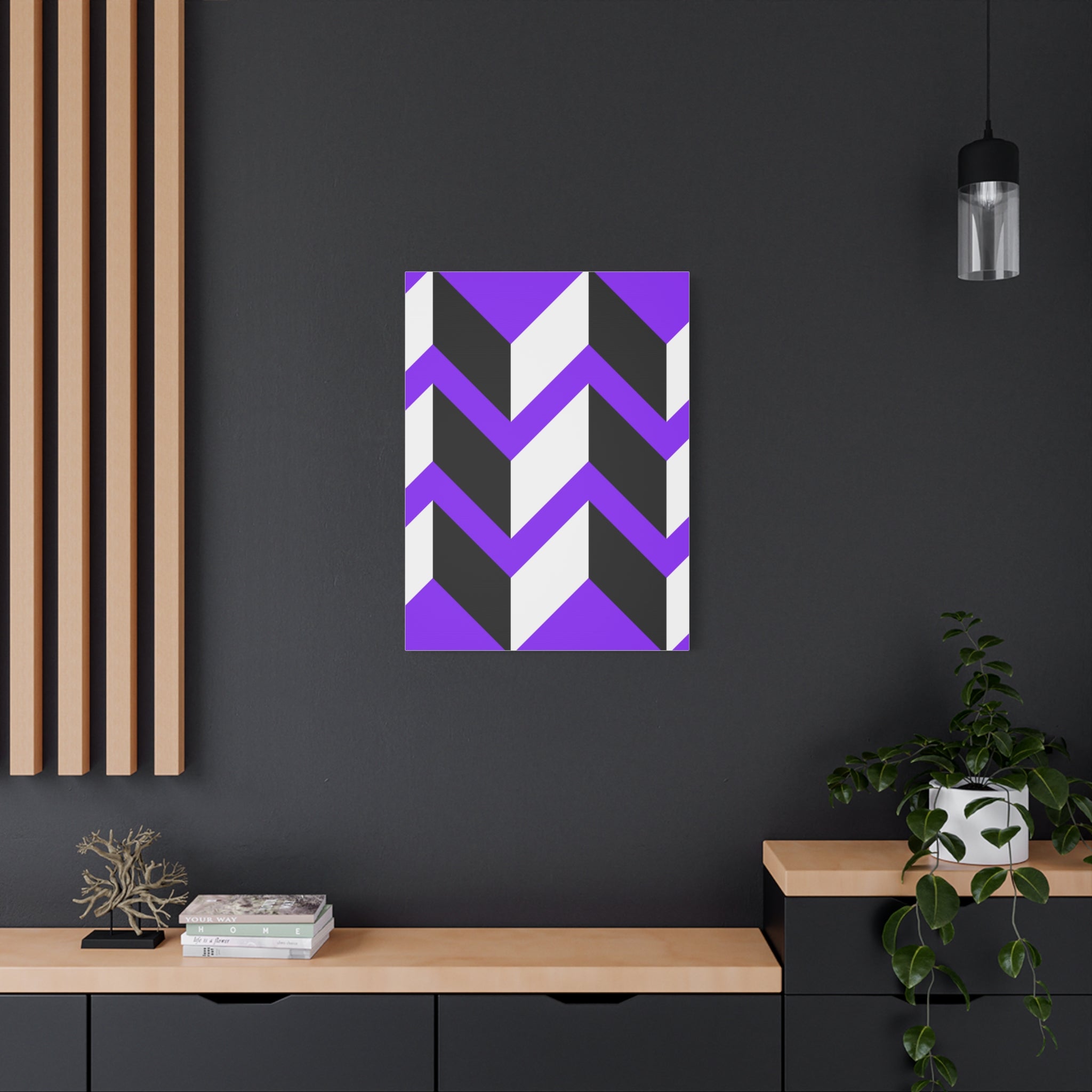 Purple Geometric Wave Canvas Art