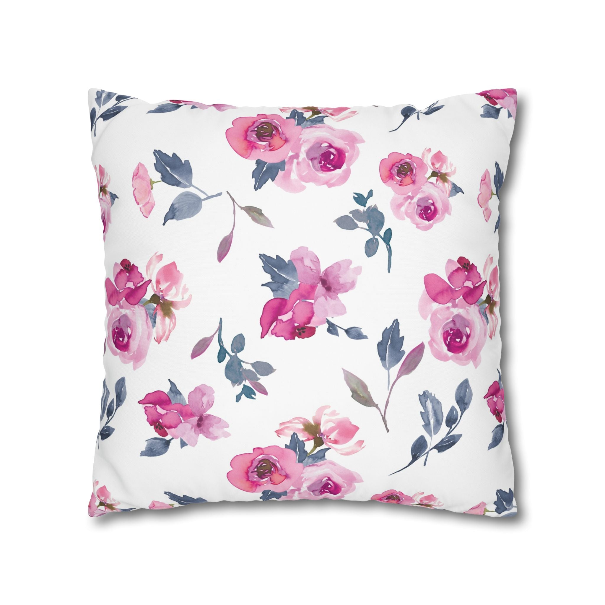 Pink Rose Watercolor Pillowcase