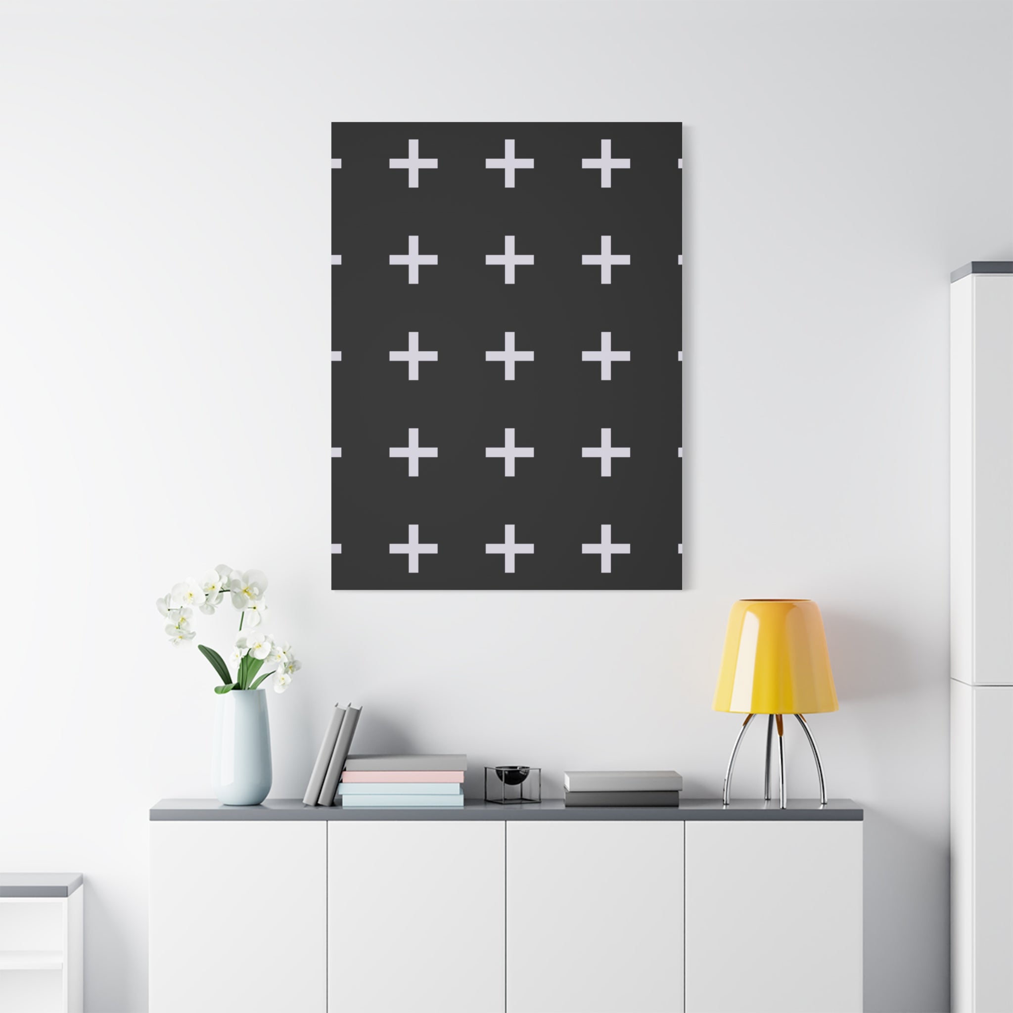 Minimalist Plus Sign Grid Canvas Art