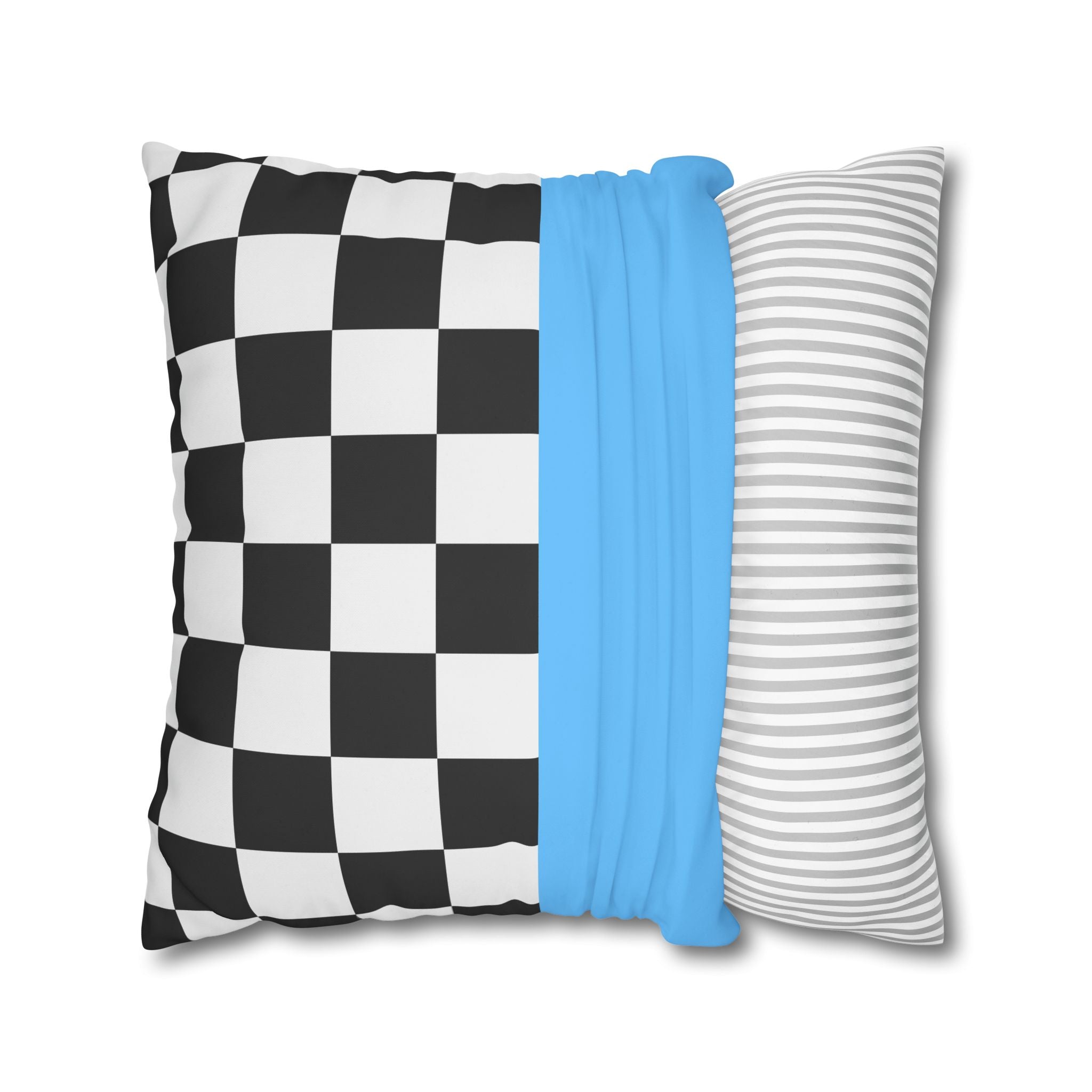 Checkered & Blue Pillowcase - Modern Design