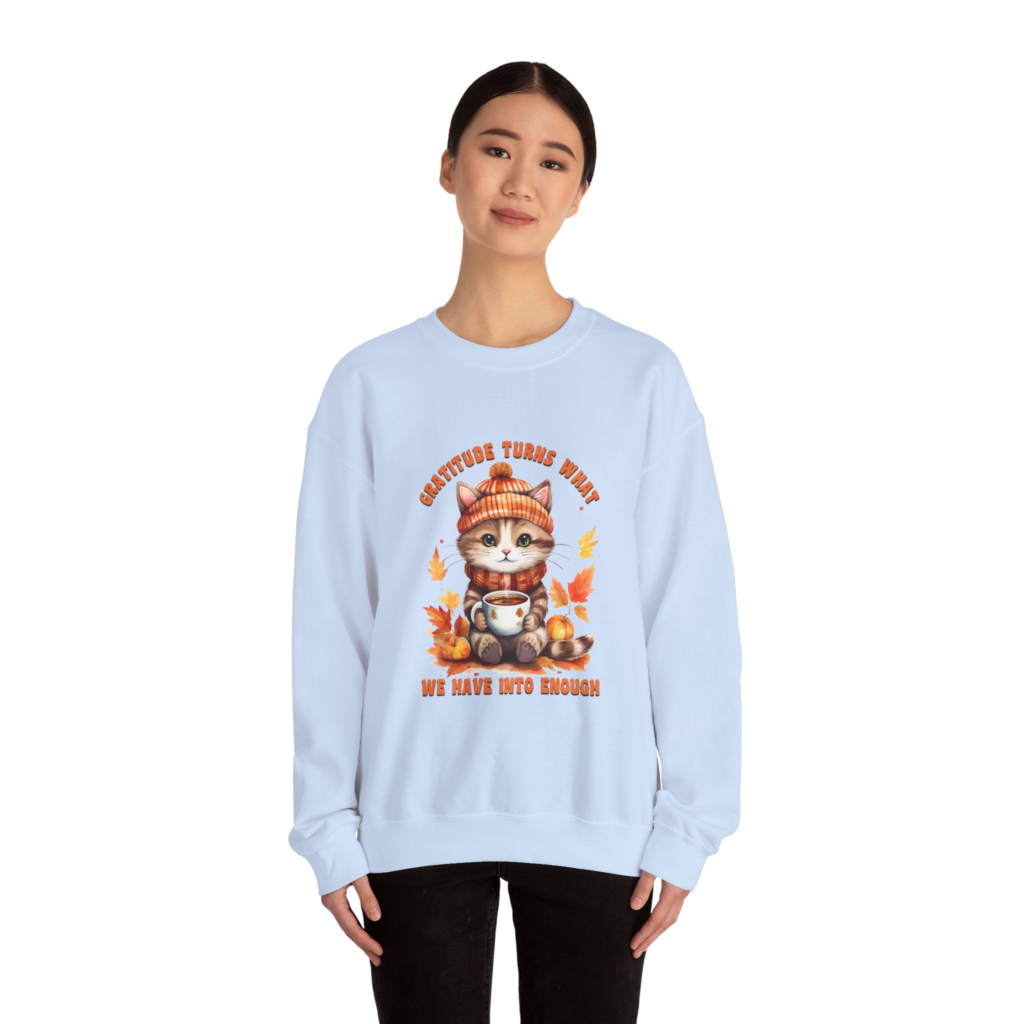 Cozy Cat Gratitude Thanksgiving Sweatshirt