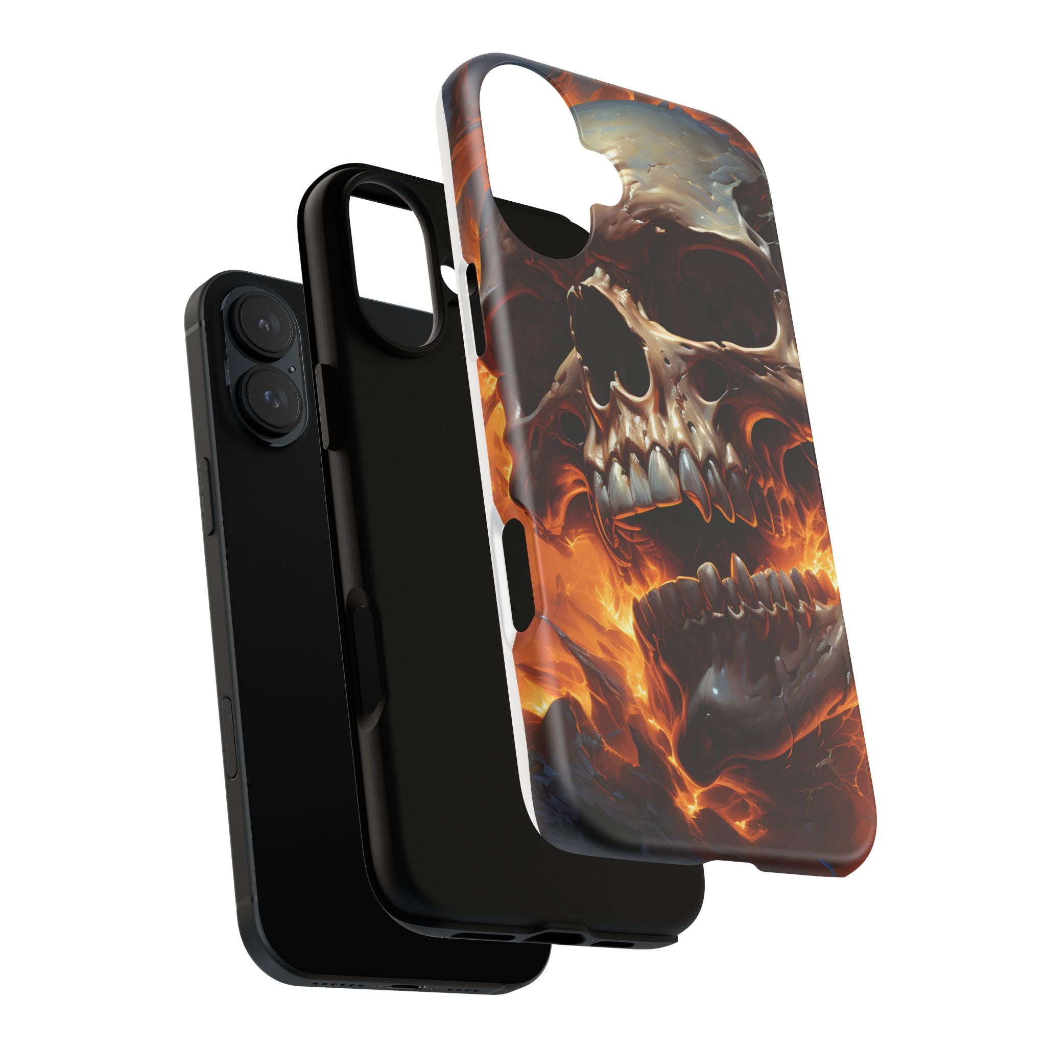 Fiery Skull Hexagon iPhone Case - Rugged