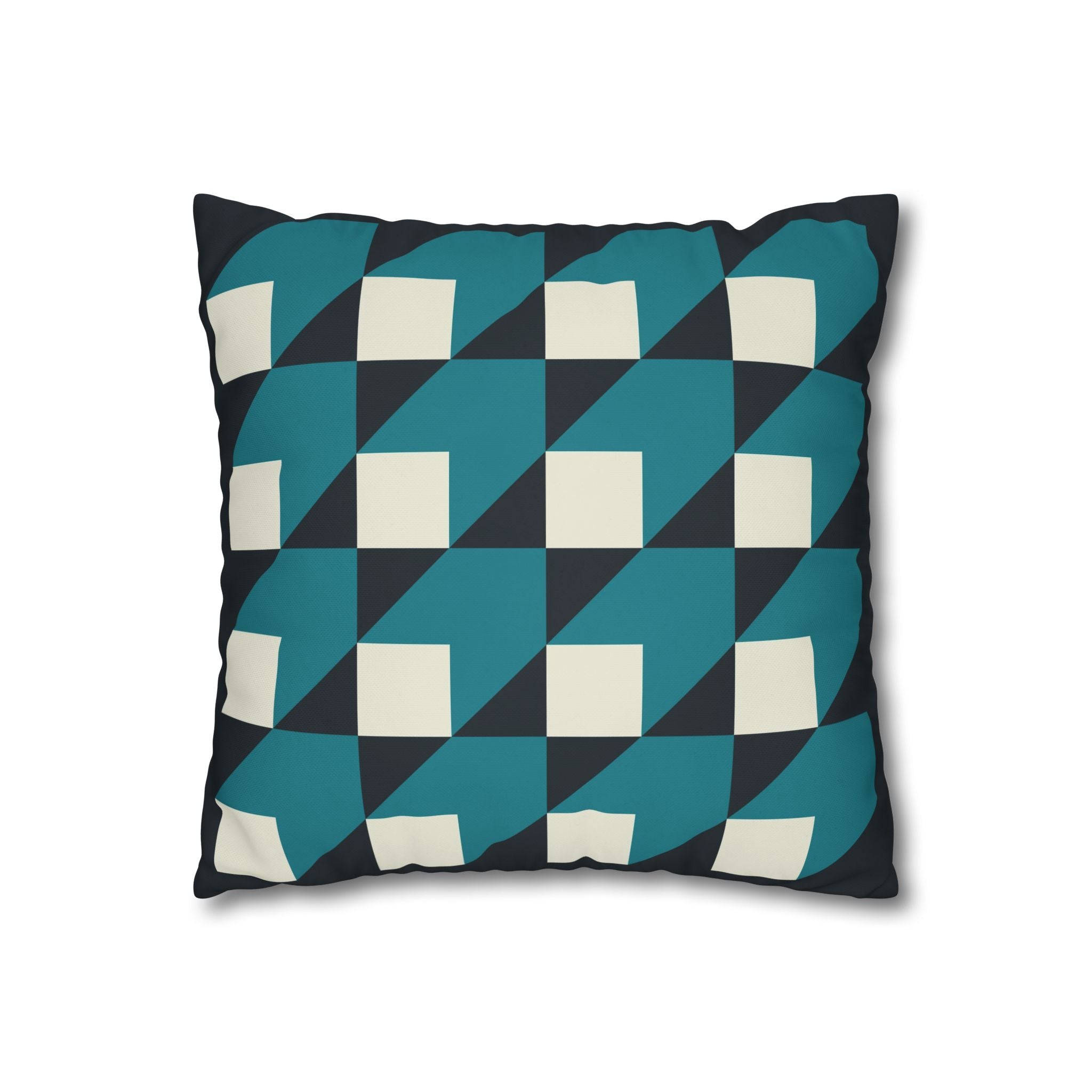 Geometric Teal & White Cube Pillowcase