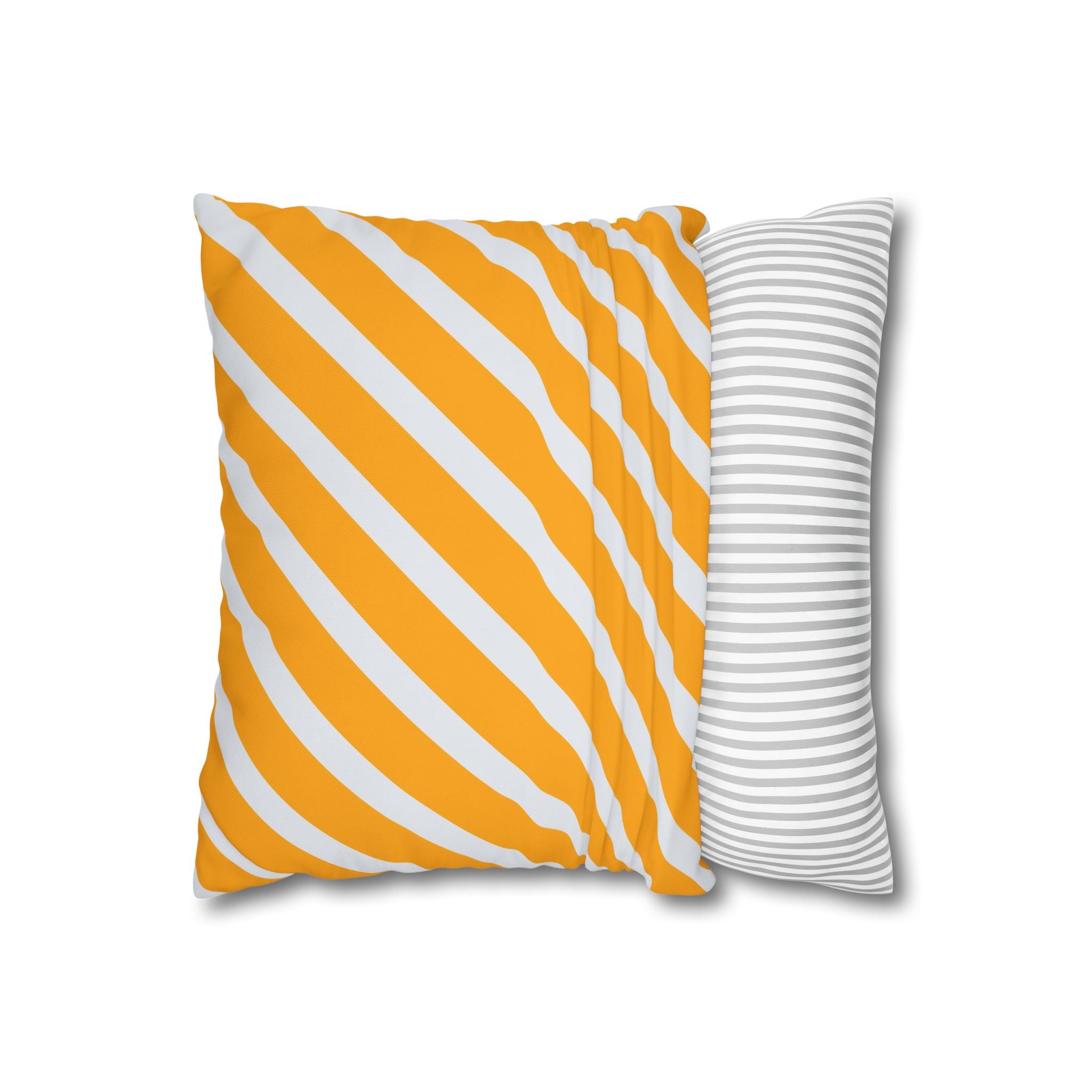 Neon Orange & Gray Diagonal Stripe Pillowcase