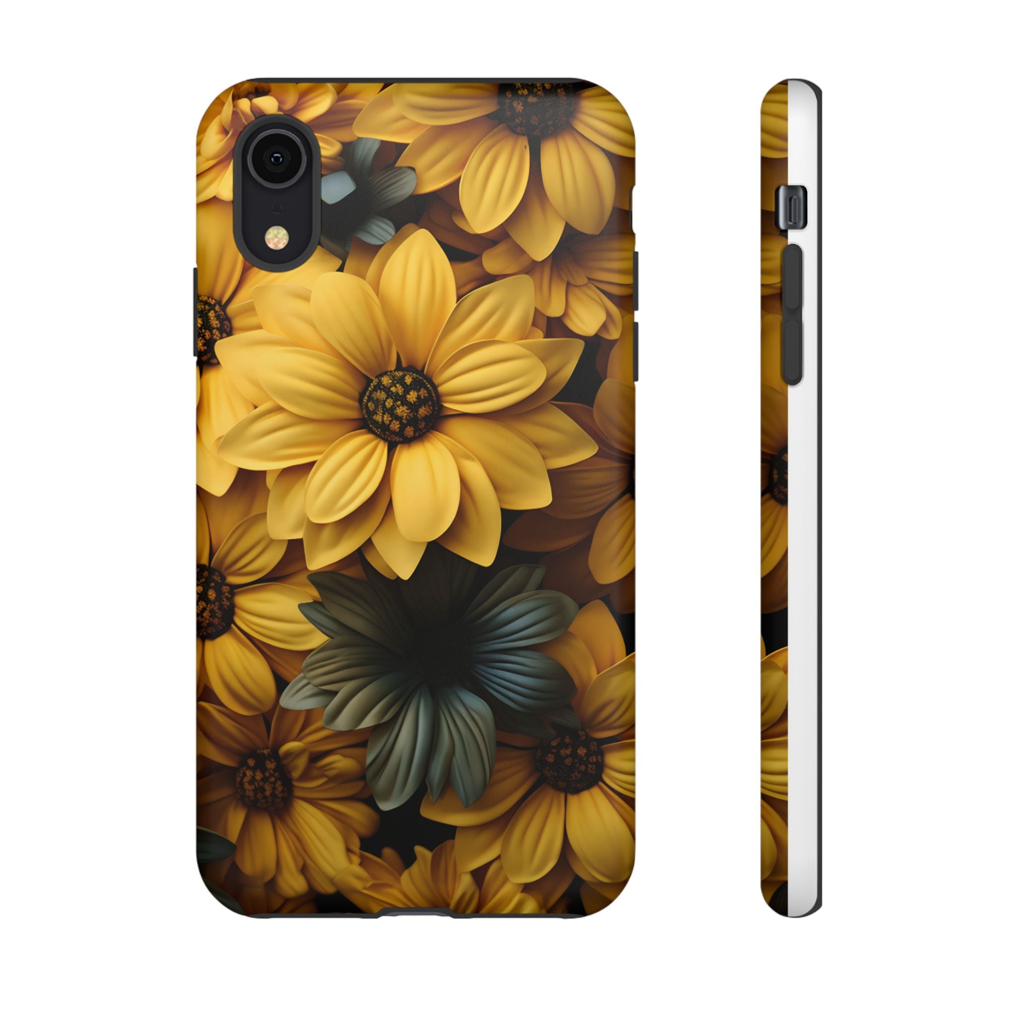 Golden Bloom Hexagon iPhone Case - Rugged Texture