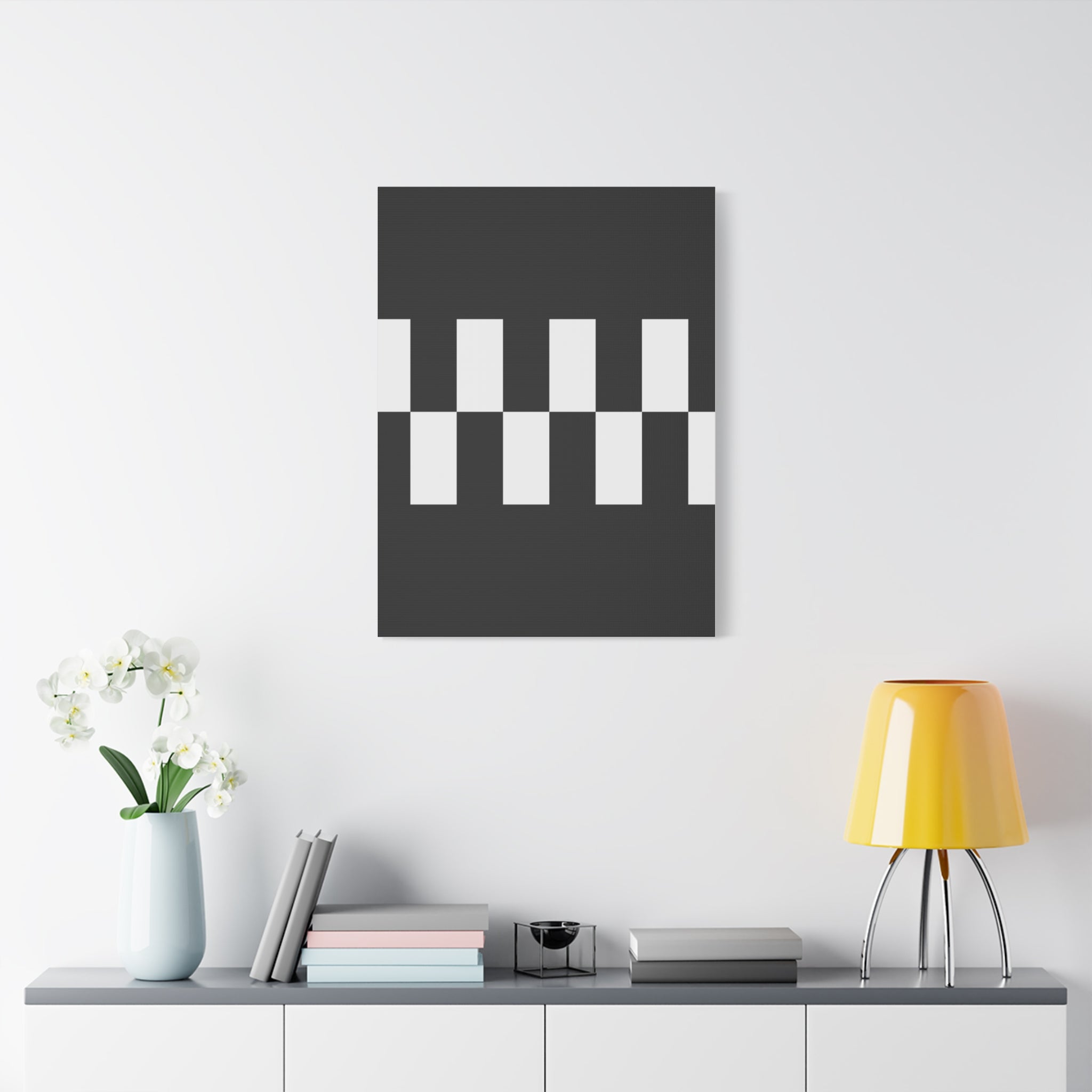 Black & White Checkered Canvas Art