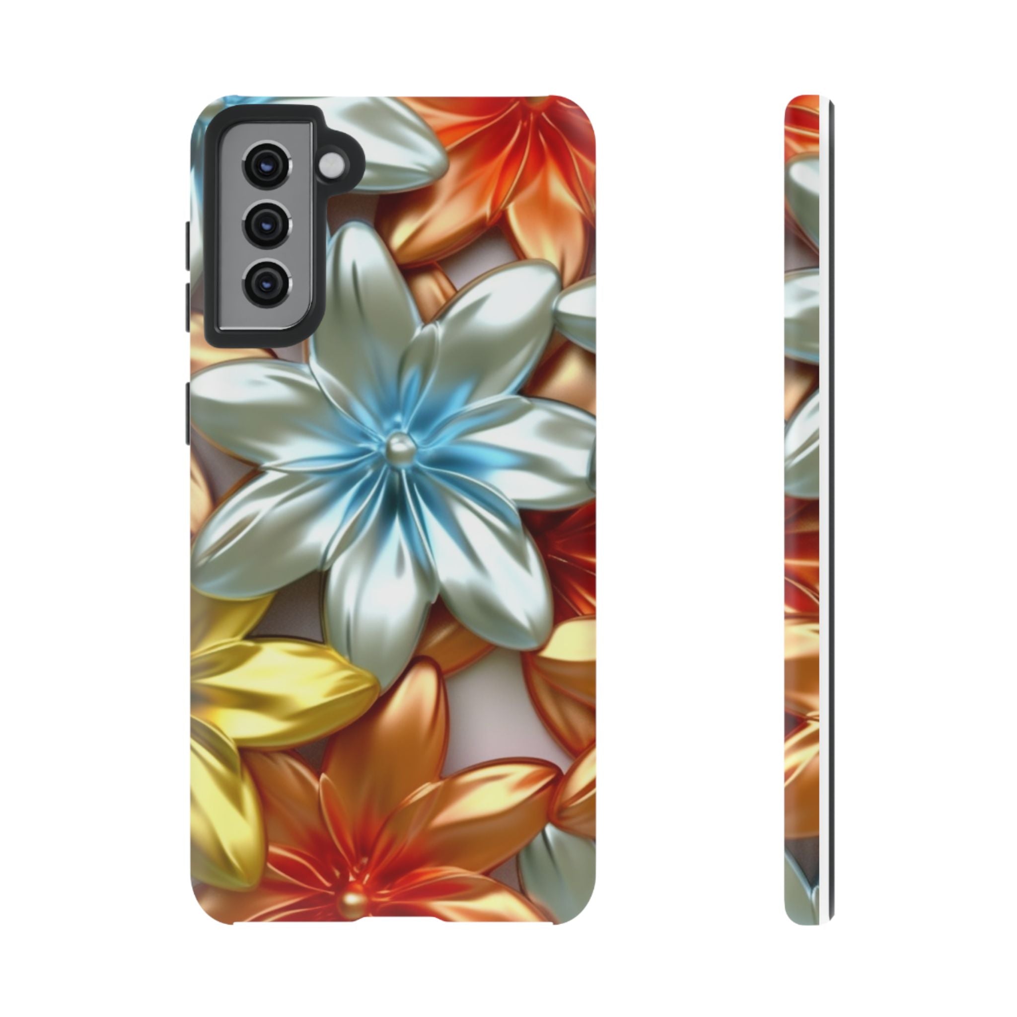 Metallic Flower Samsung Case - Stylish & Modern