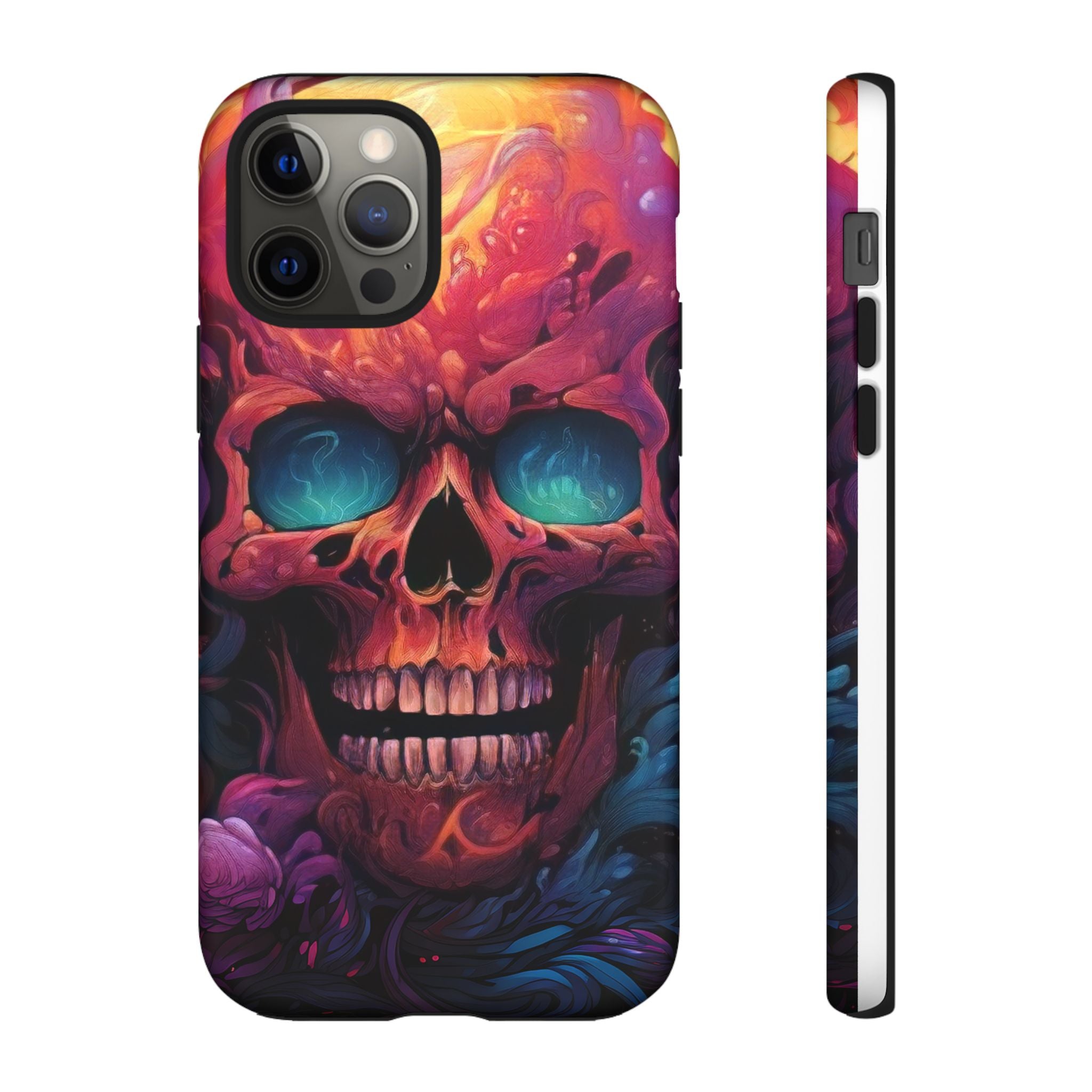 Fiery Skull Hexagon iPhone Case - Rugged Texture