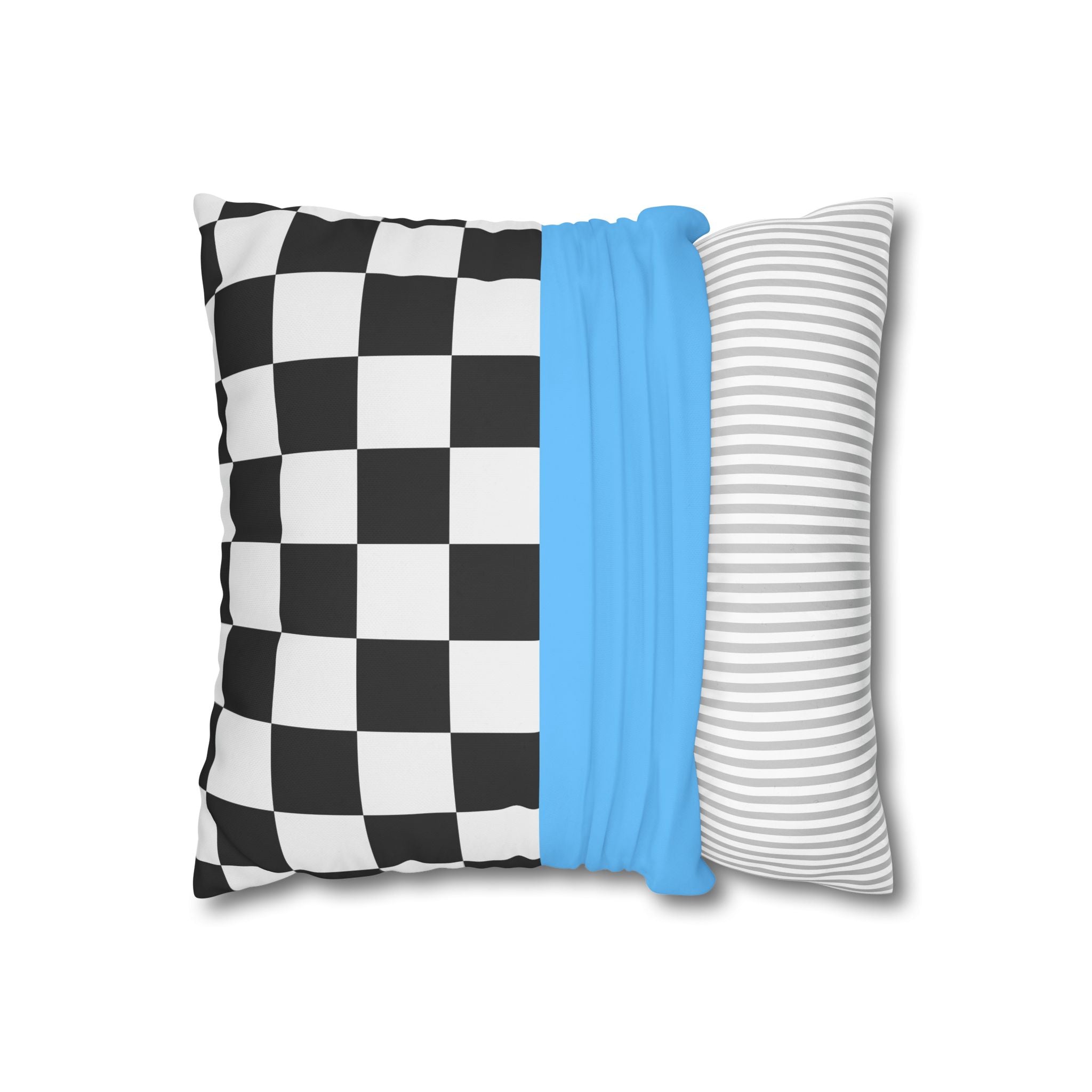 Checkered & Blue Pillowcase - Modern Design