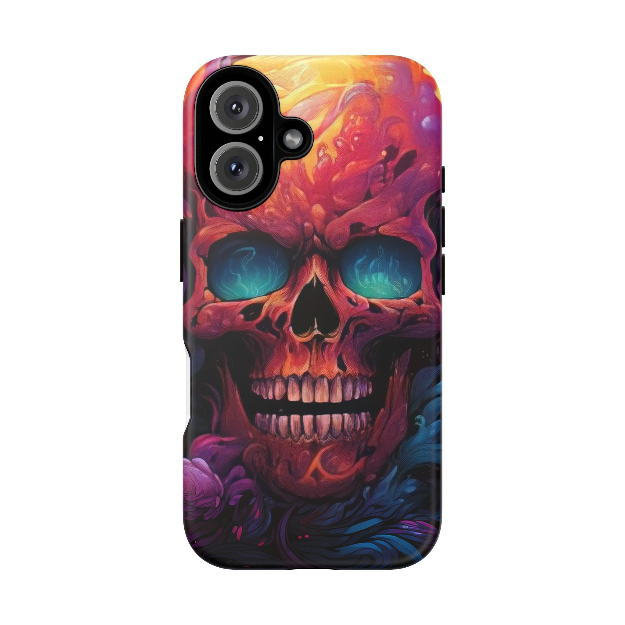 Fiery Skull Hexagon iPhone Case - Rugged Texture