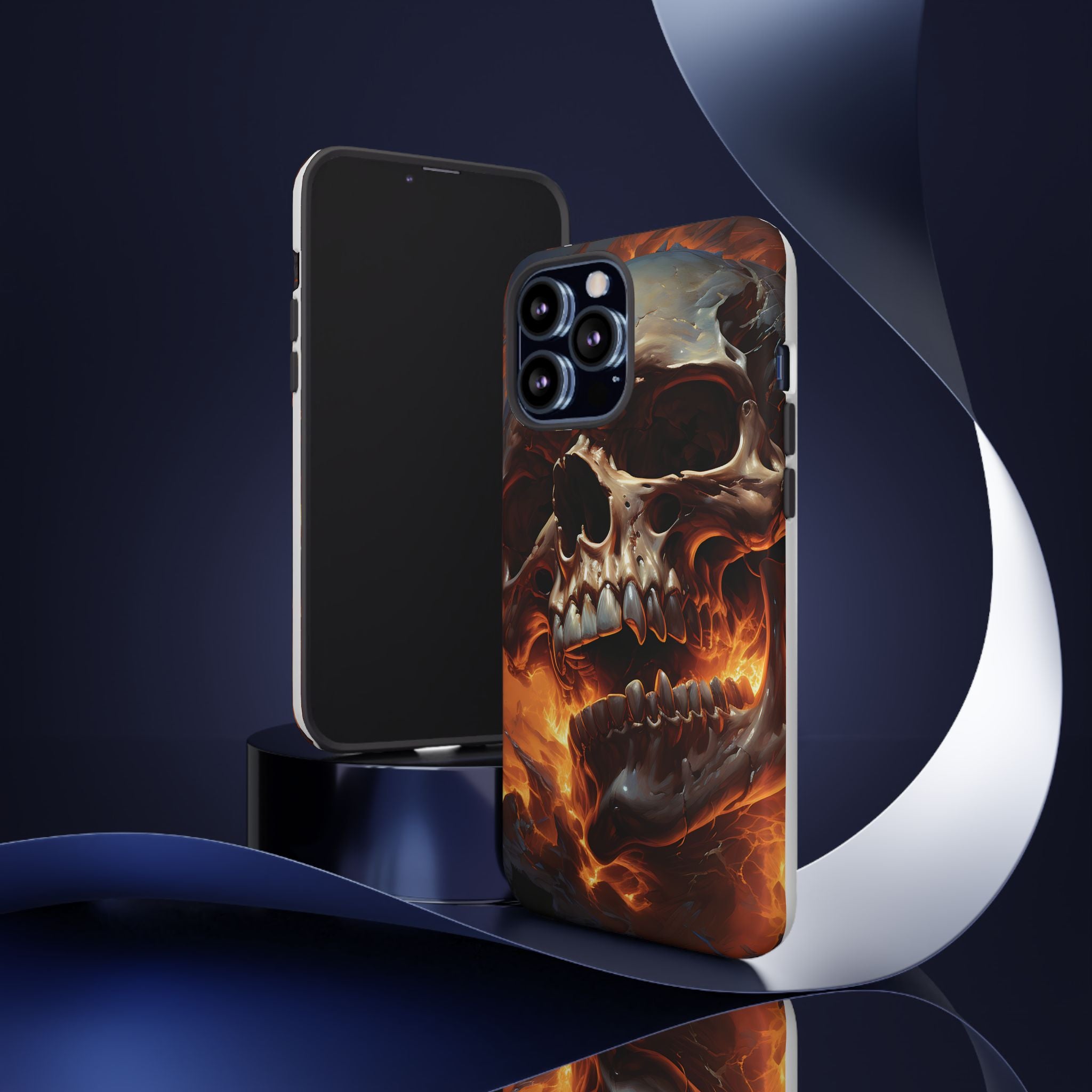 Fiery Skull Hexagon iPhone Case - Rugged