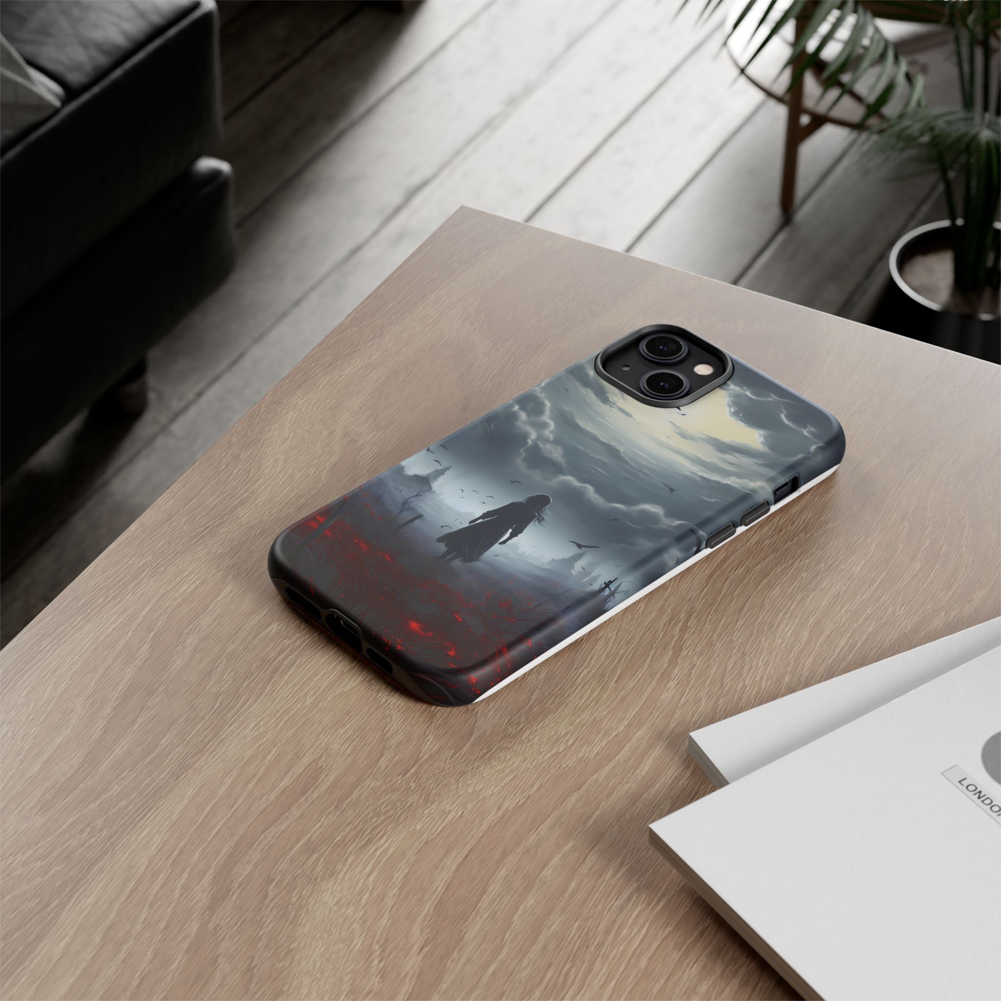 Stormy Silhouette Hexagon Stone iPhone Case