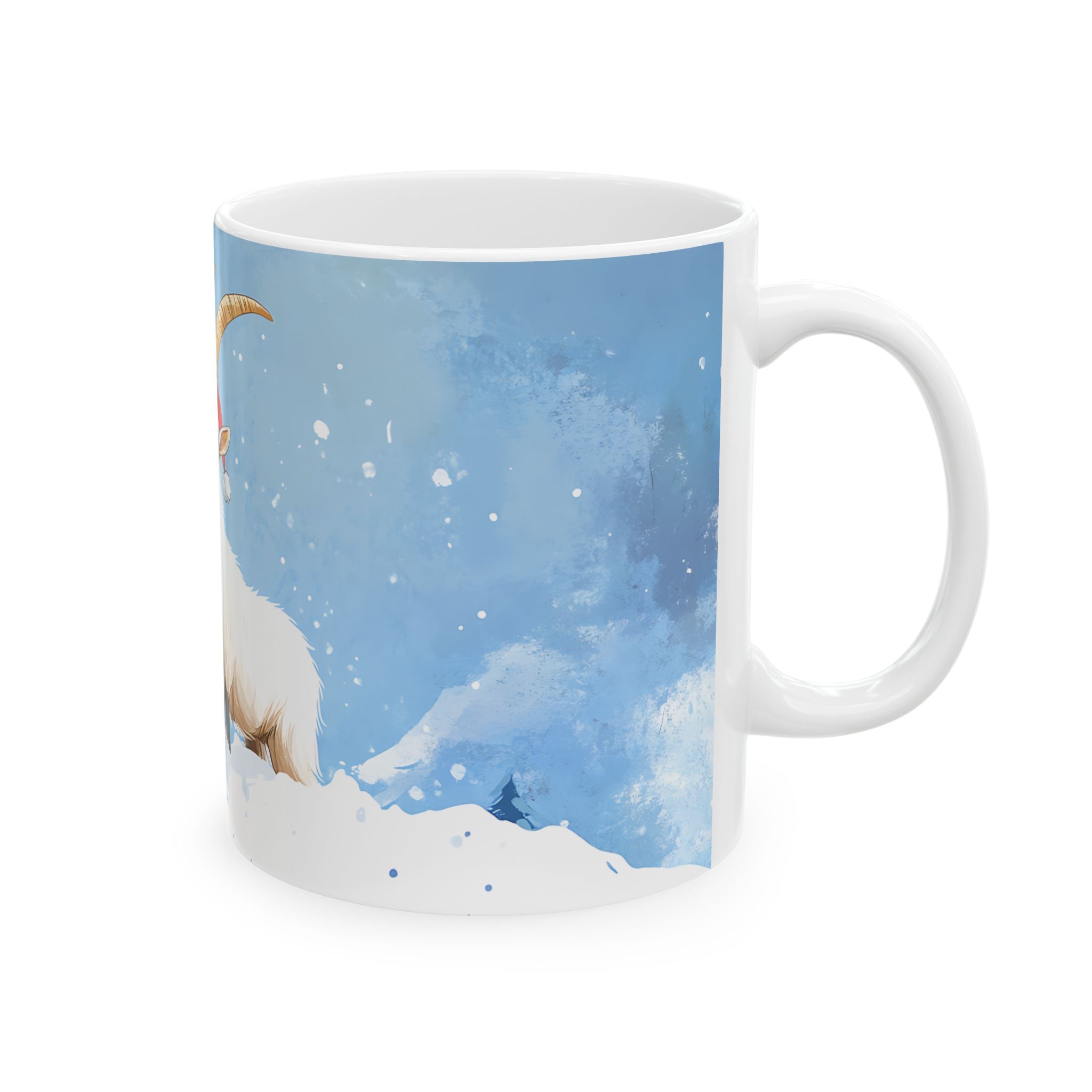 Snowy Goat Christmas Mug