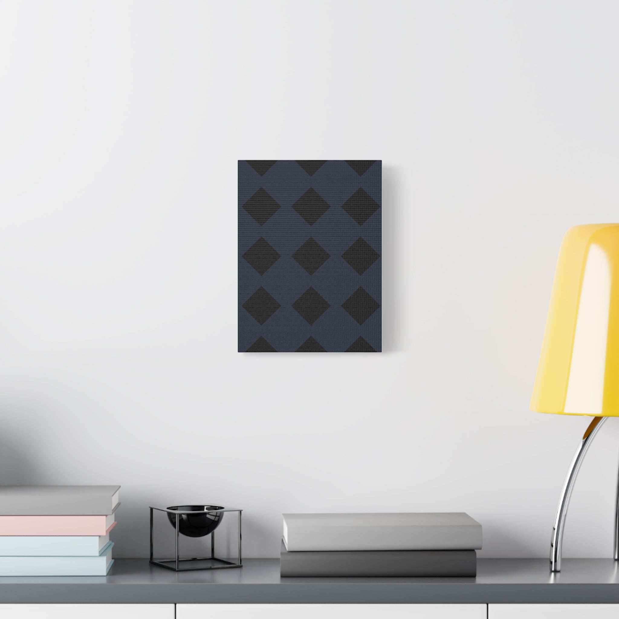 Geometric Dark Blue Diamond Canvas Art