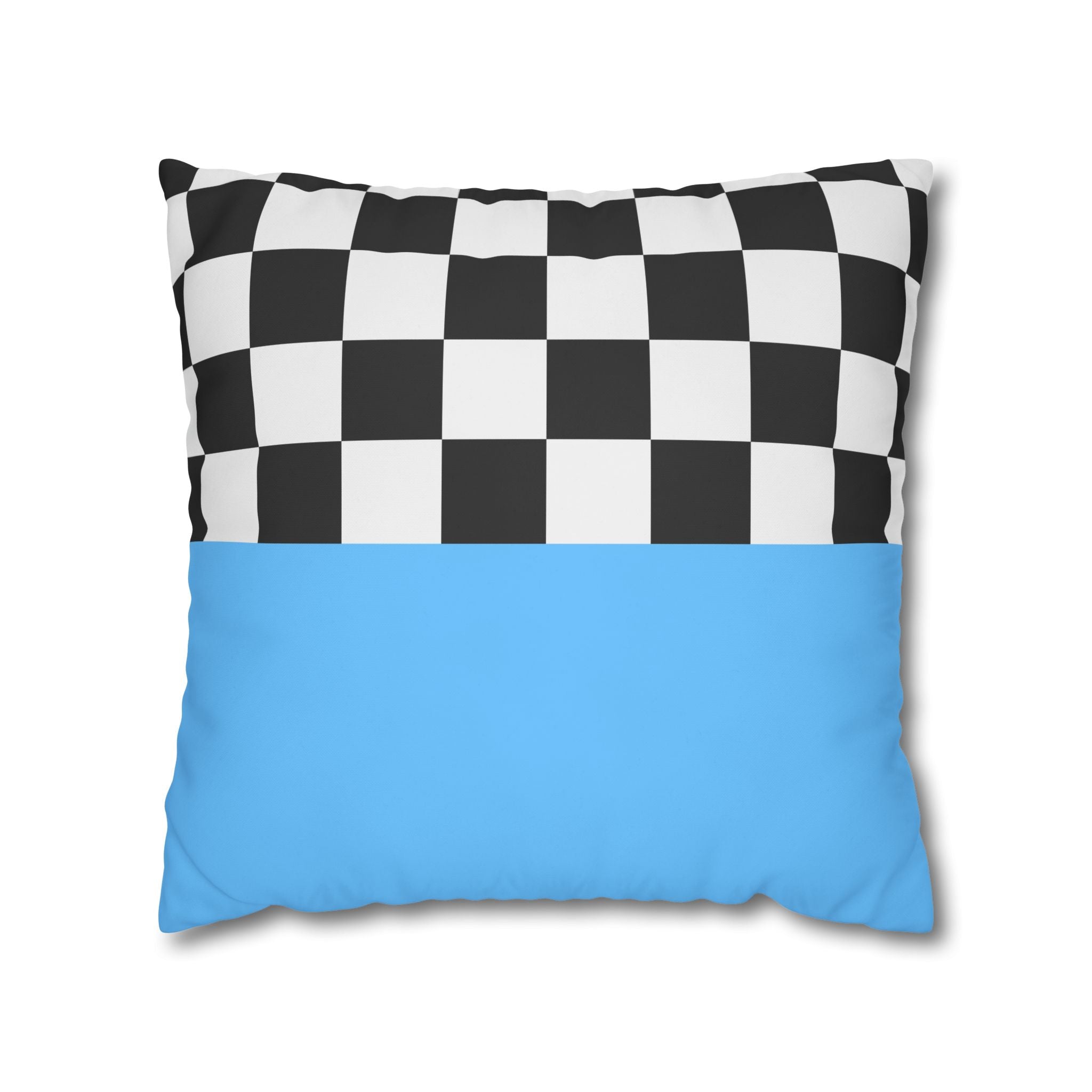 Checkered & Blue Pillowcase - Modern Design