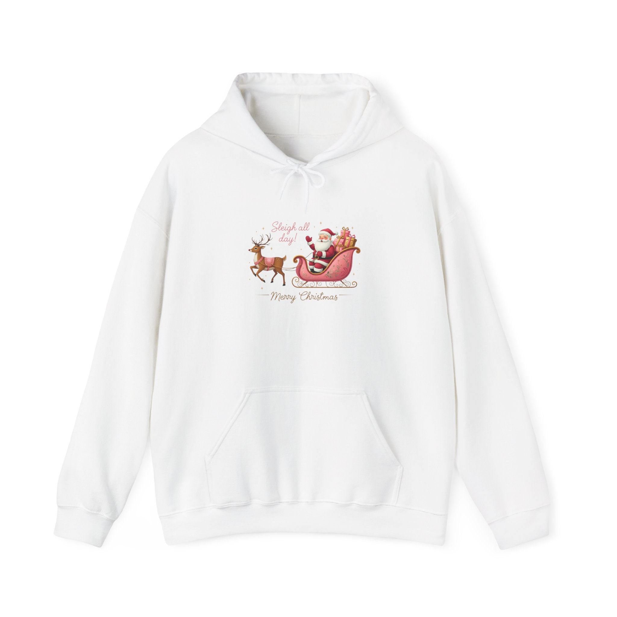 Pink Santa Sleigh Christmas Hoodie