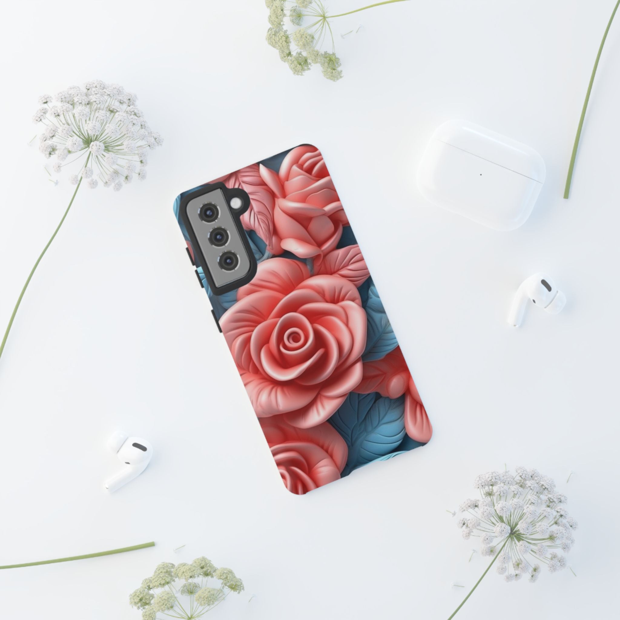 Stylized Floral Samsung Case - Coral Rose