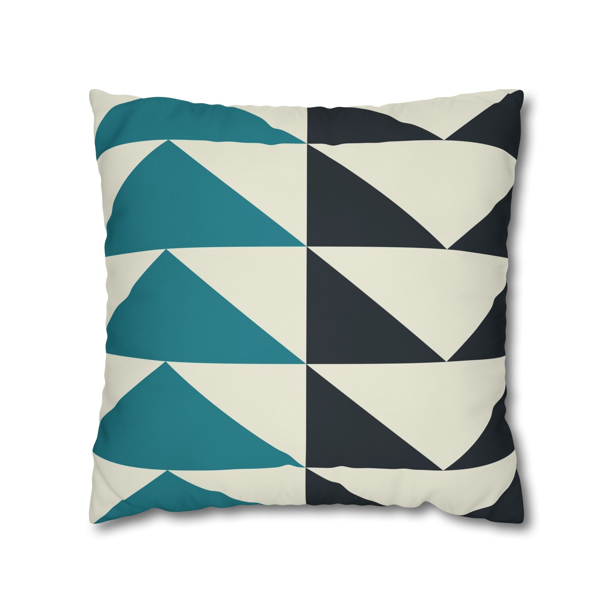 Geometric Teal & Charcoal Triangle Pillowcase