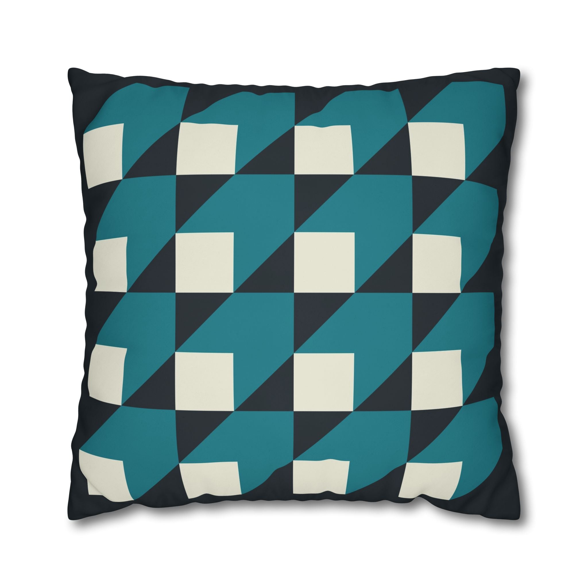 Geometric Teal & White Cube Pillowcase