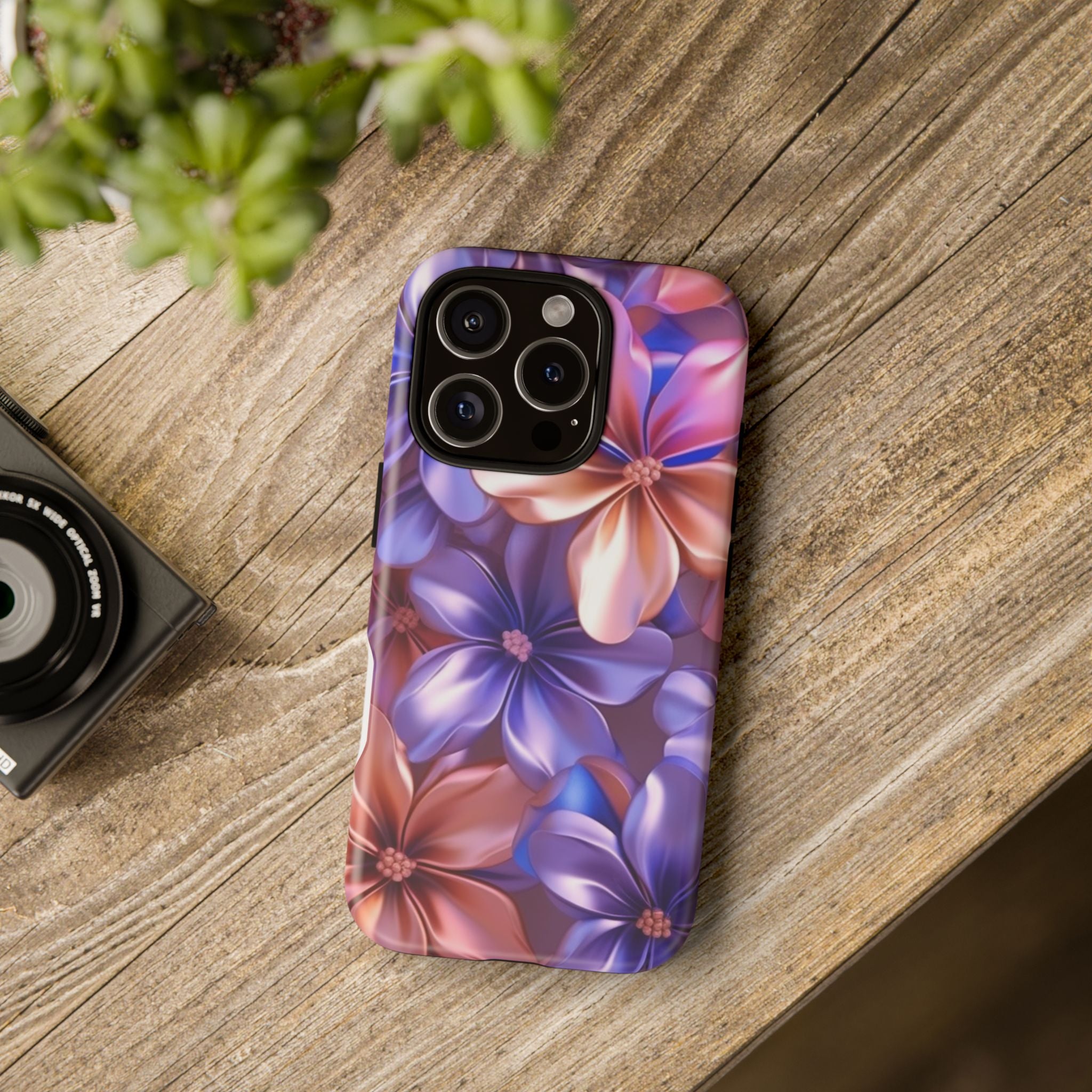 Metallic Flower iPhone Case - Rugged Hexagon Stone