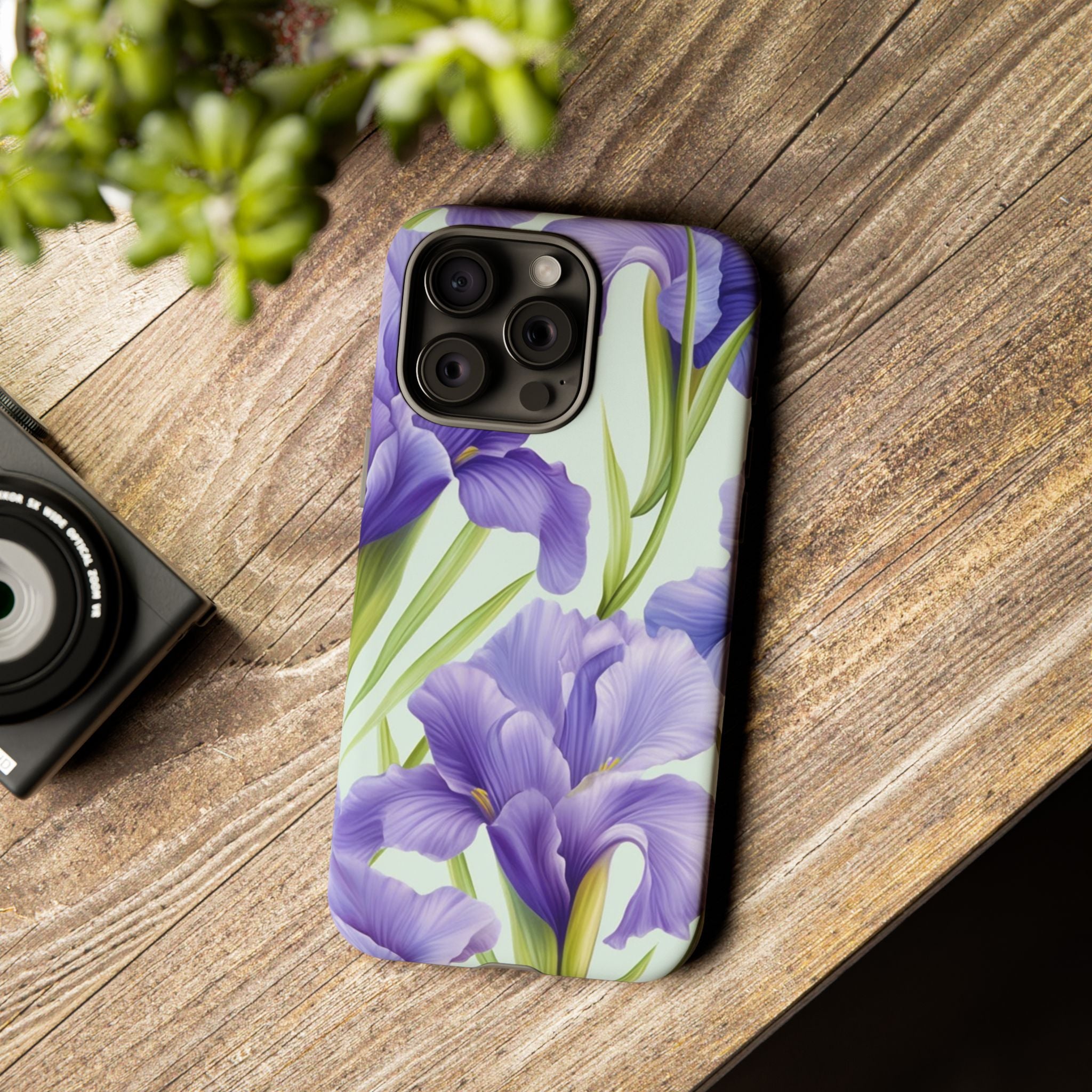 Purple Iris Floral iPhone Case - Hexagon Stone