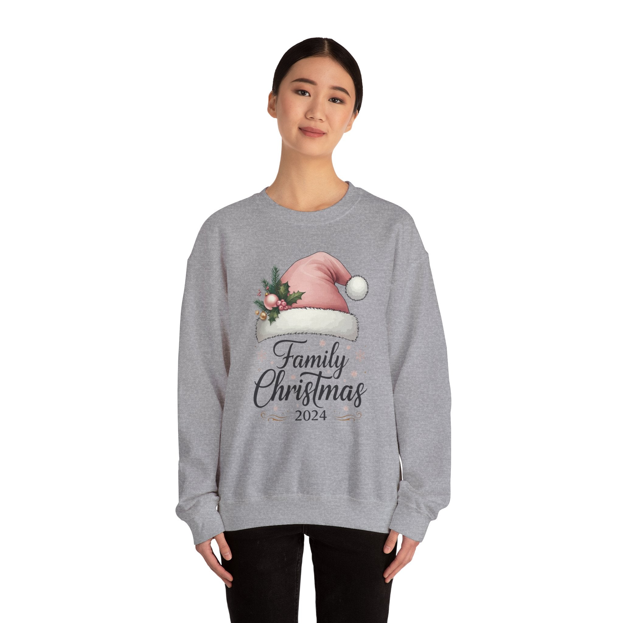 Pink Santa Hat Family Christmas 2024 Sweatshirt