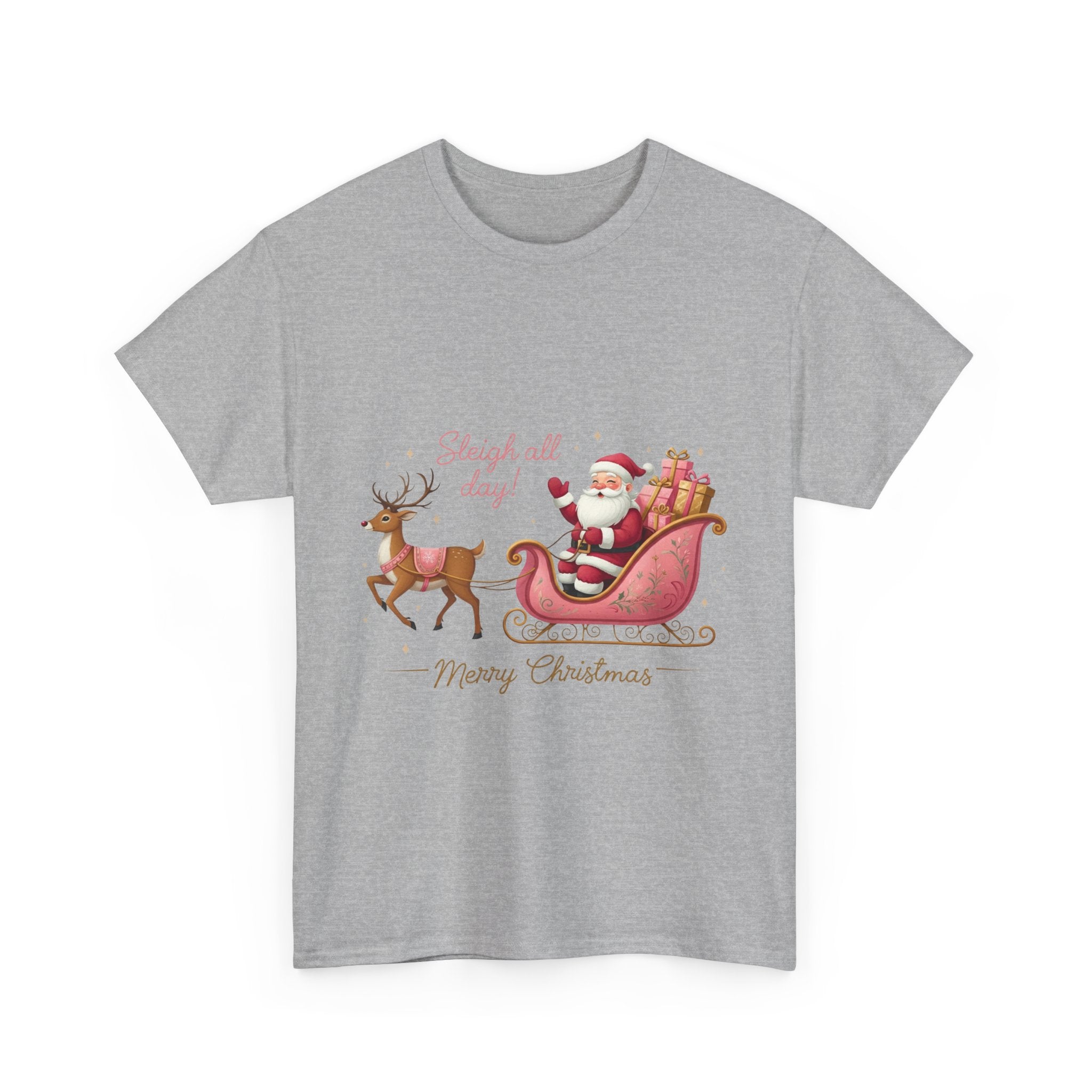 Pink Sleigh Santa Christmas T-Shirt