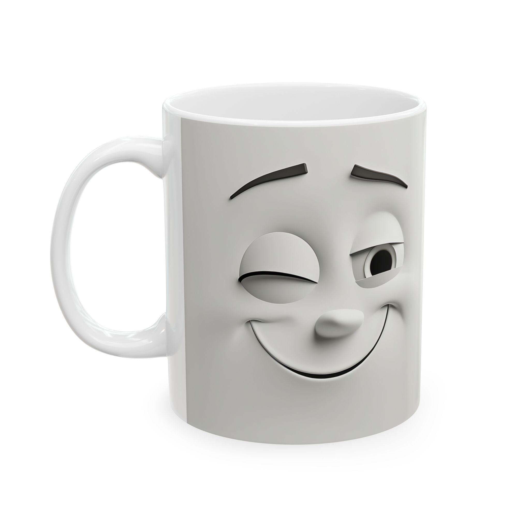 Winking Faces Mug - Cute Gray Duo