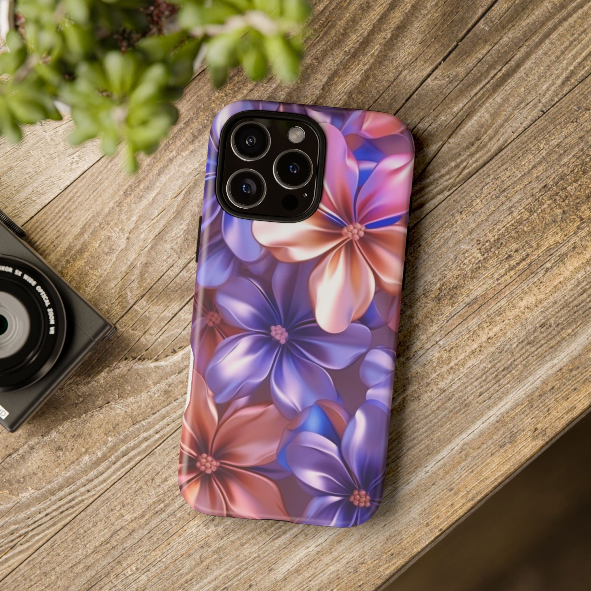 Metallic Flower iPhone Case - Rugged Hexagon Stone