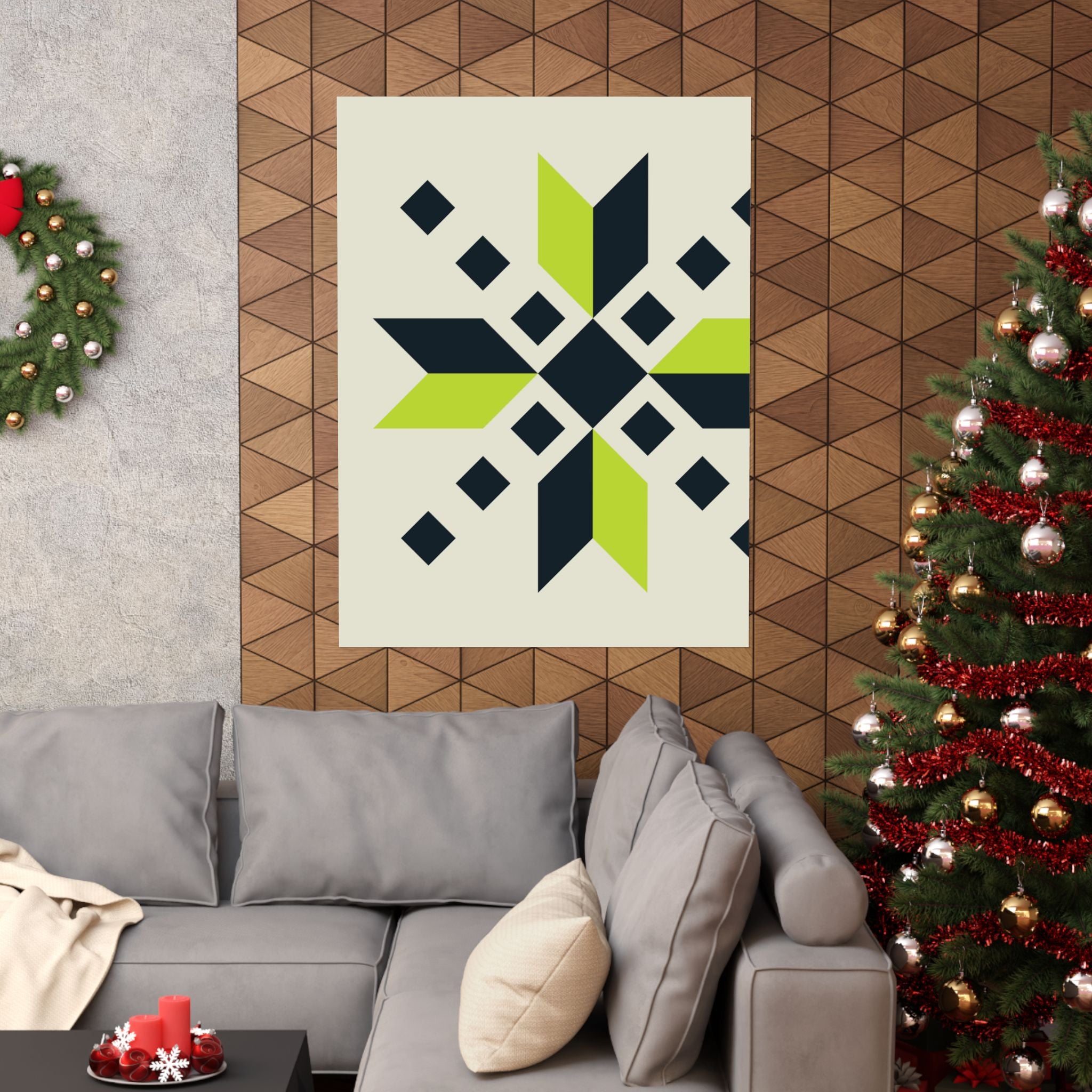 Geometric Green Starburst Poster