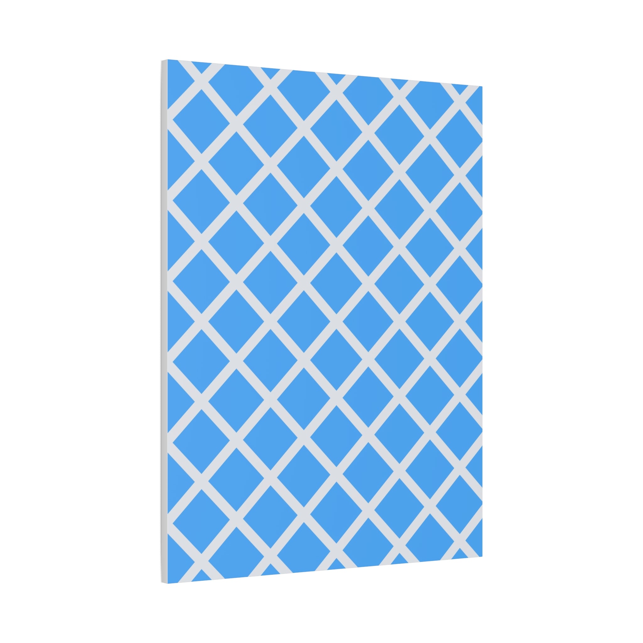 Sky Blue Diamond Grid Matte Canvas Art