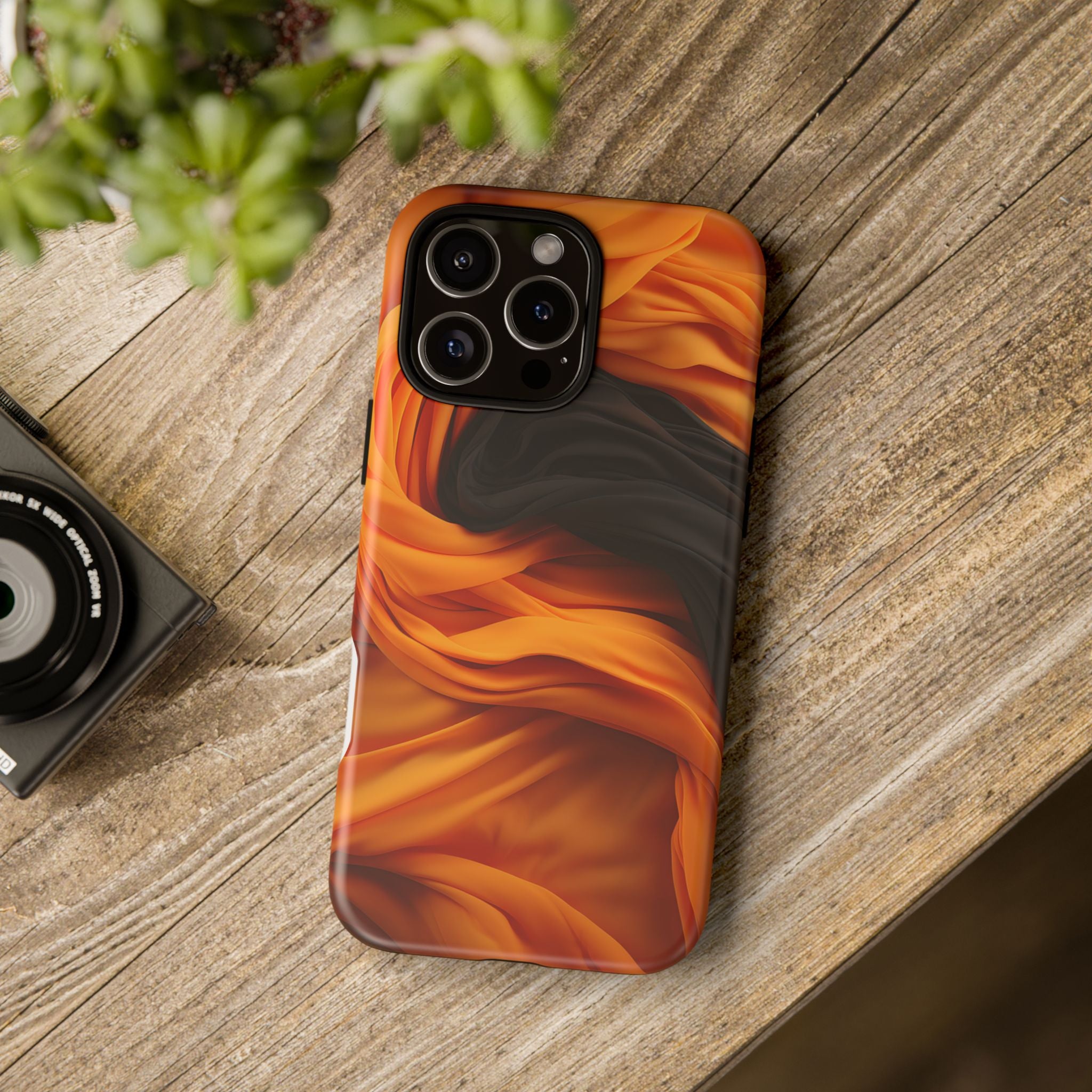 Abstract Orange & Gray Hexagon Stone iPhone Case