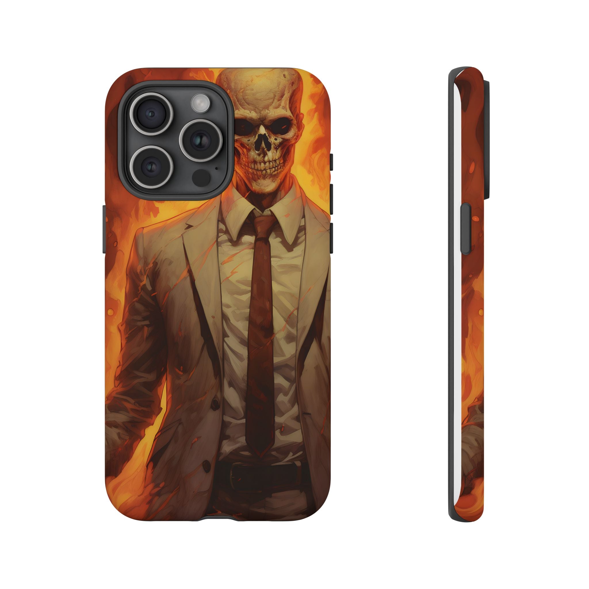 Fiery Skull Man Hexagon Stone iPhone Case